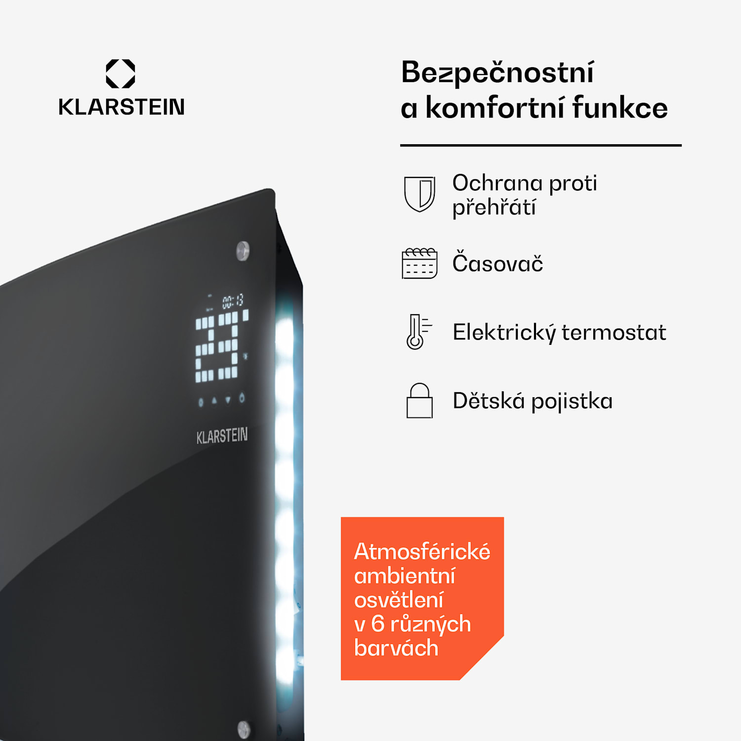 Bornholm Curved Ambient, konvektor, 1000/2000 W, černý Ne | Černá | 1