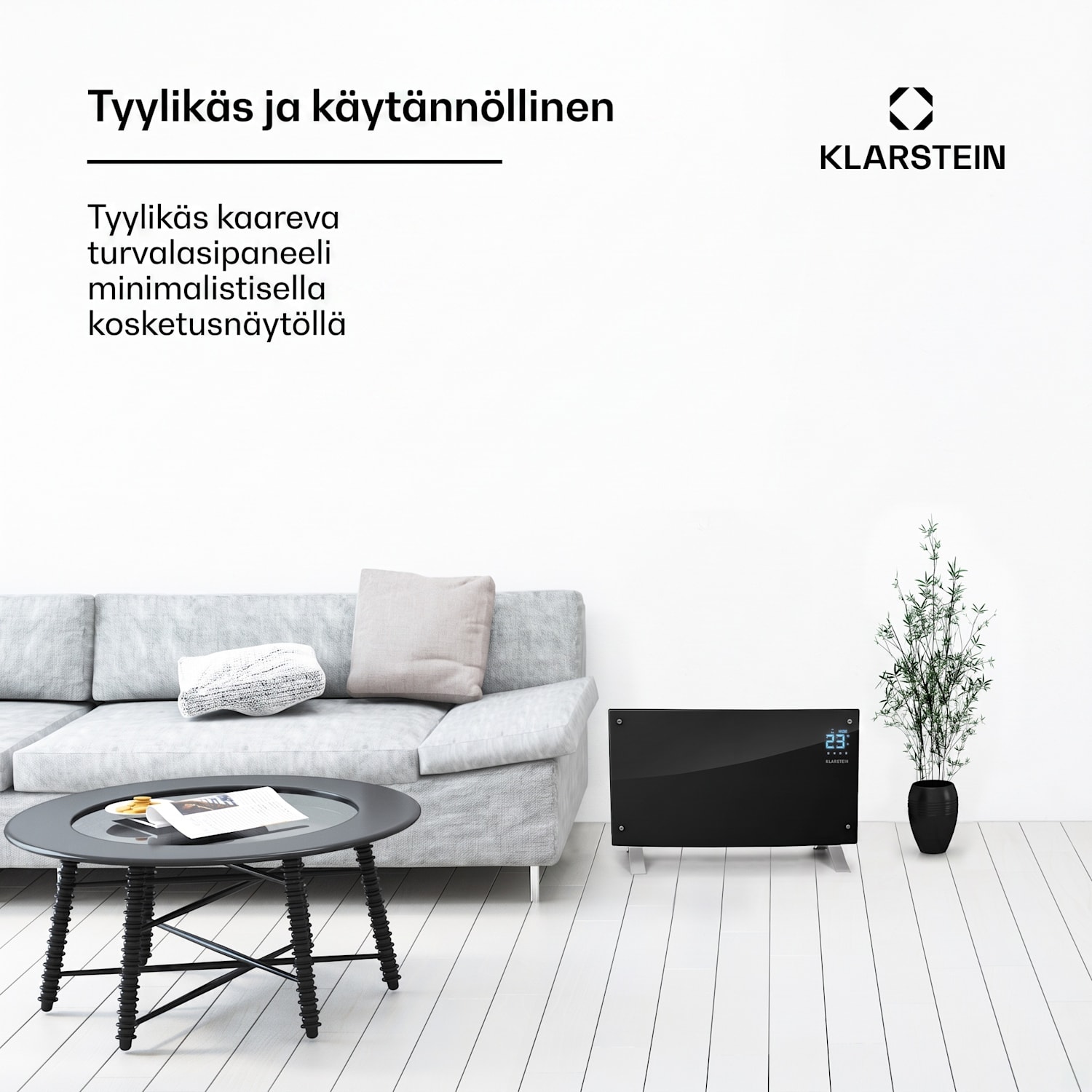 Bornholm Curved Ambient -konvektorilämmitin 1000/2000 W Ei | Musta | Kyllä