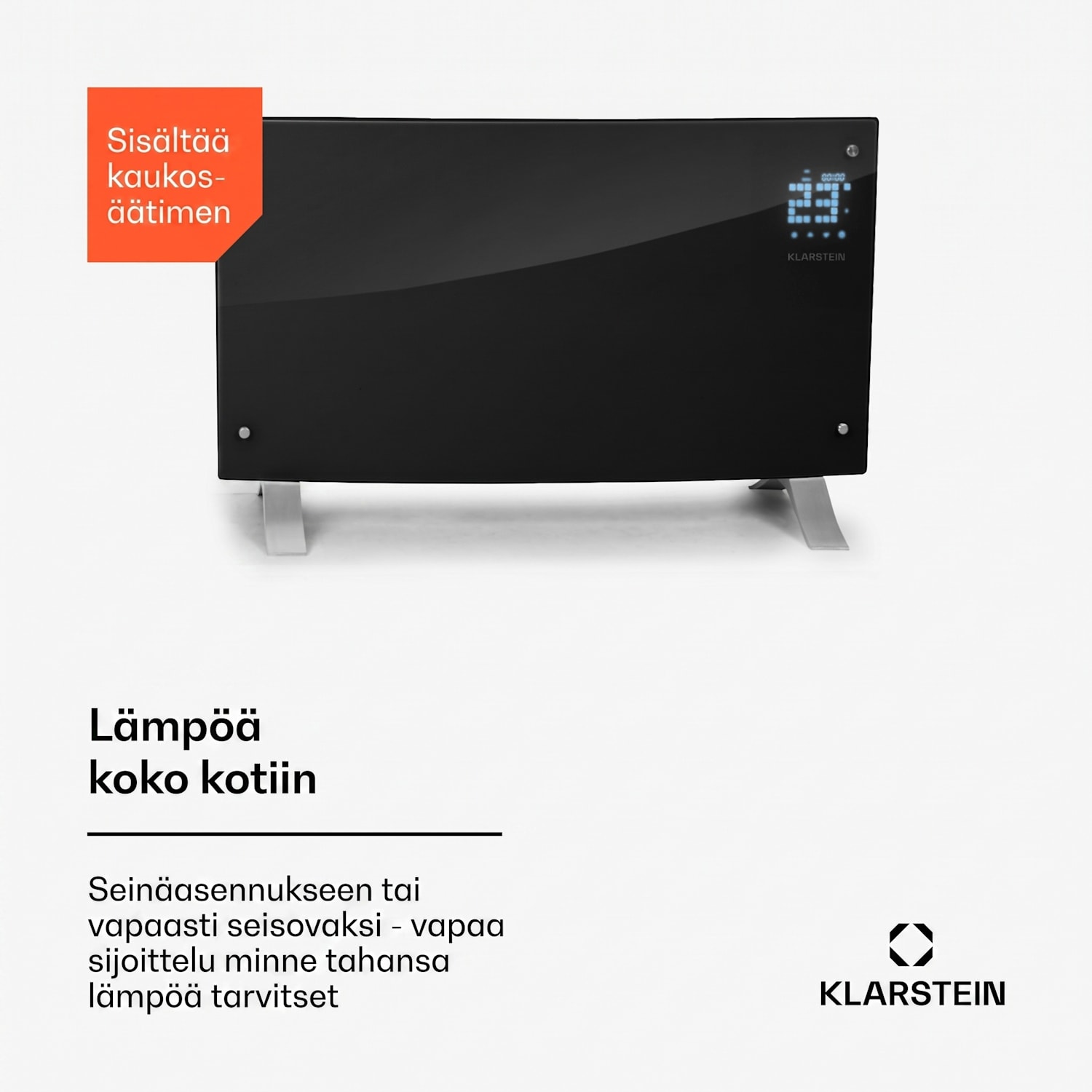 Bornholm Curved Ambient -konvektorilämmitin 1000/2000 W Ei | Musta | Kyllä