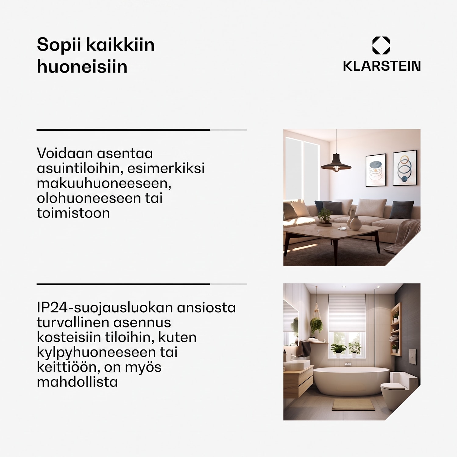 Bornholm Curved Ambient -konvektorilämmitin 1000/2000 W Ei | Musta | Kyllä