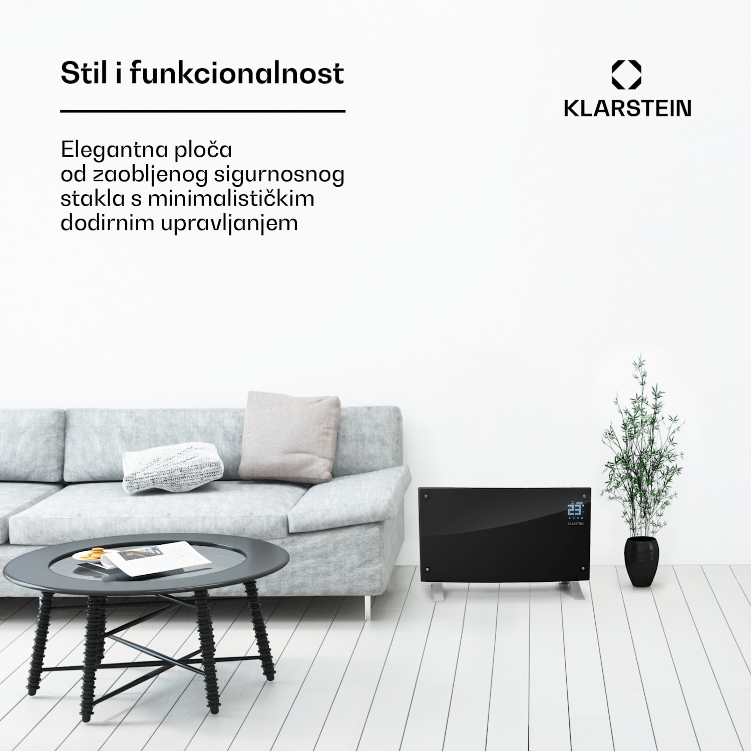 Bornholm Curved Ambient, konvekcijski grijač, 1000/2000 W, crni 