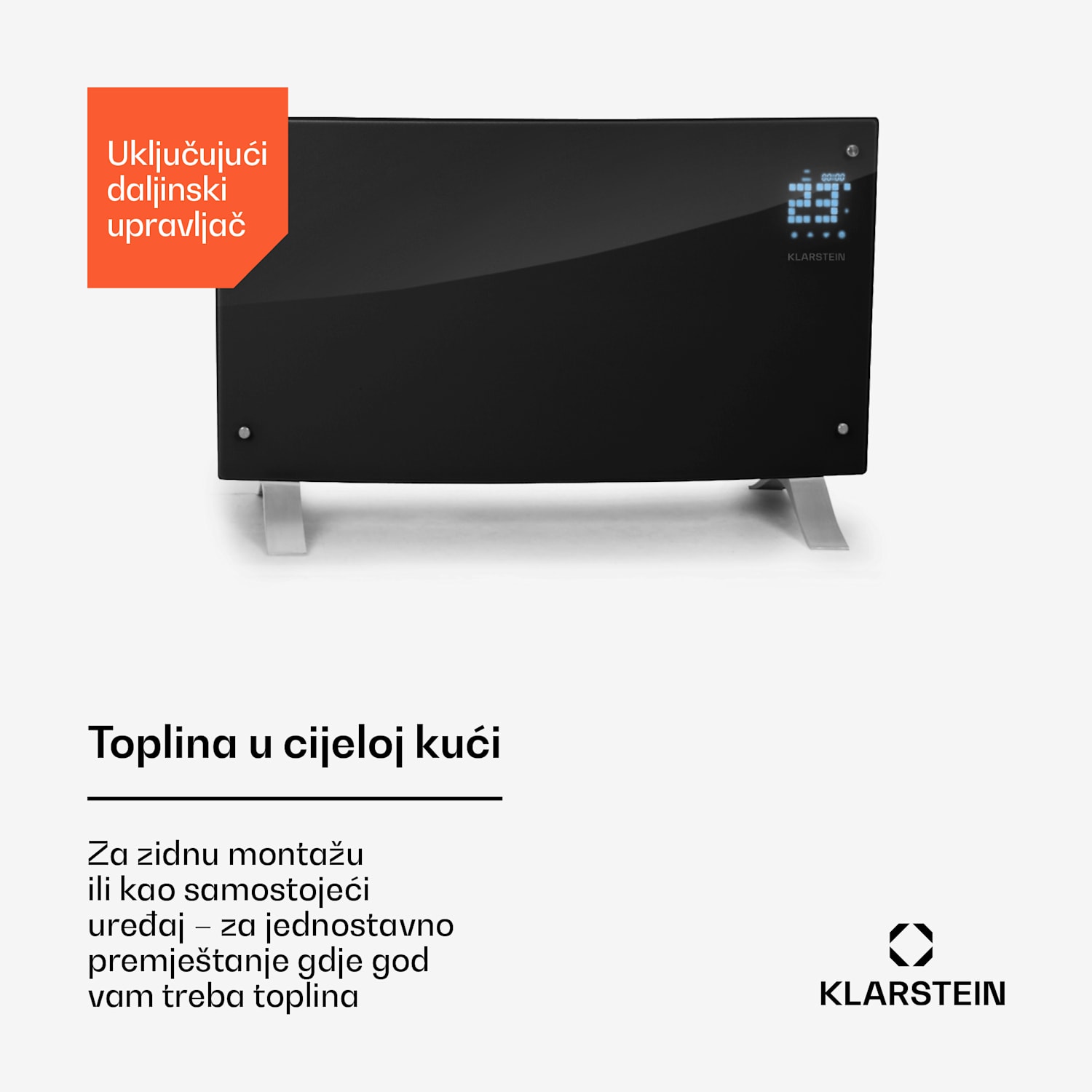 Bornholm Curved Ambient, konvekcijski grijač, 1000/2000 W, crni 