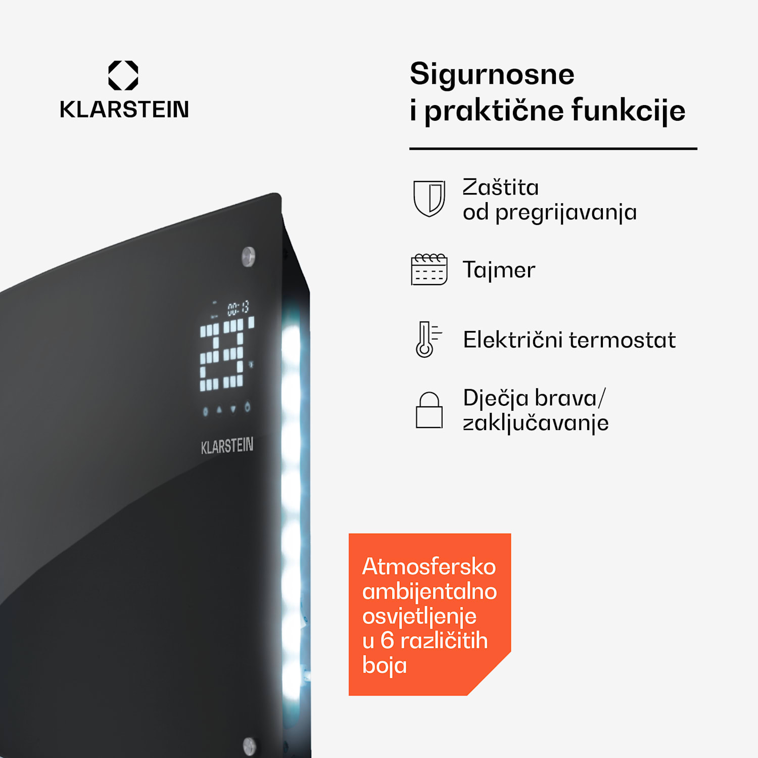 Bornholm Curved Ambient, konvekcijski grijač, 1000/2000 W, crni 