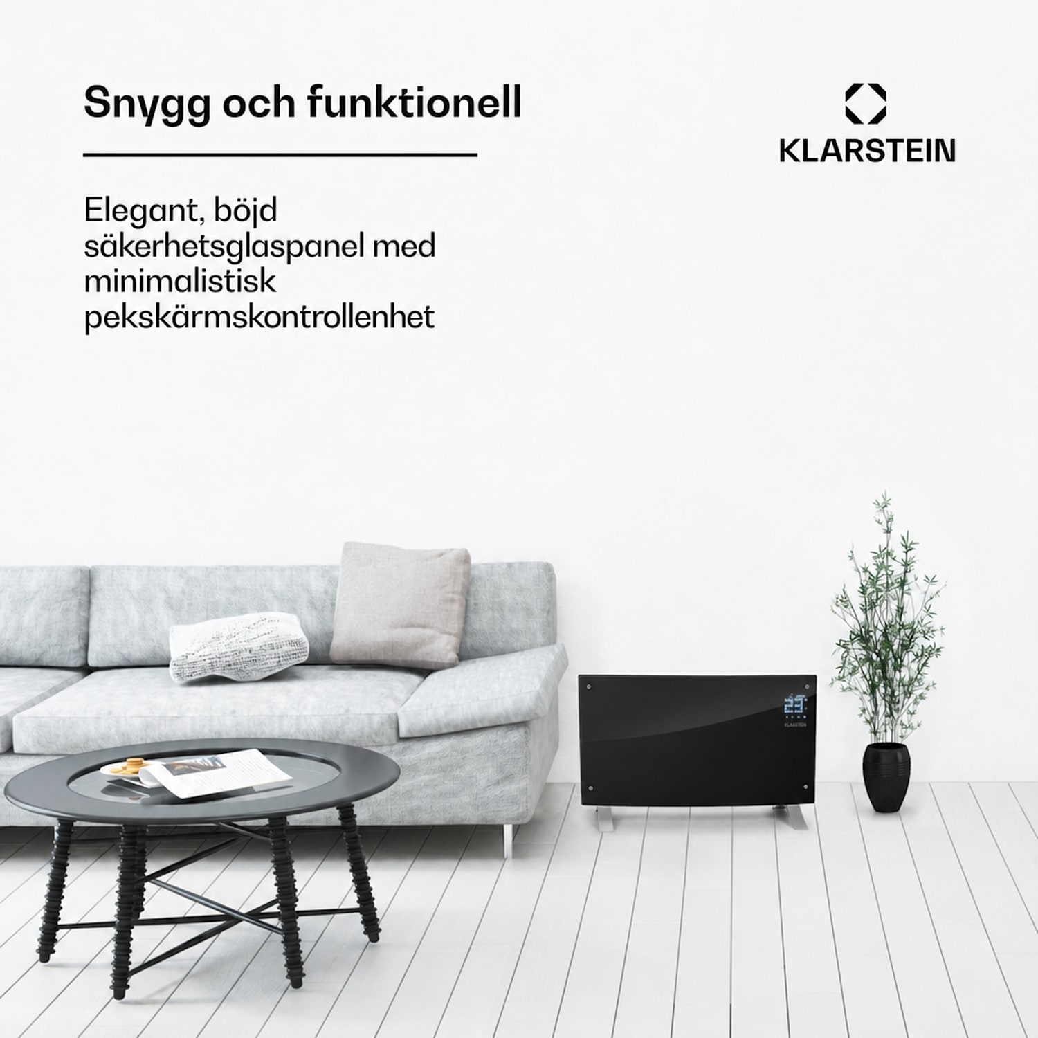 Bornholm Curved Ambient konvektorelement 1000/2000 W Nej | Svart | Ja