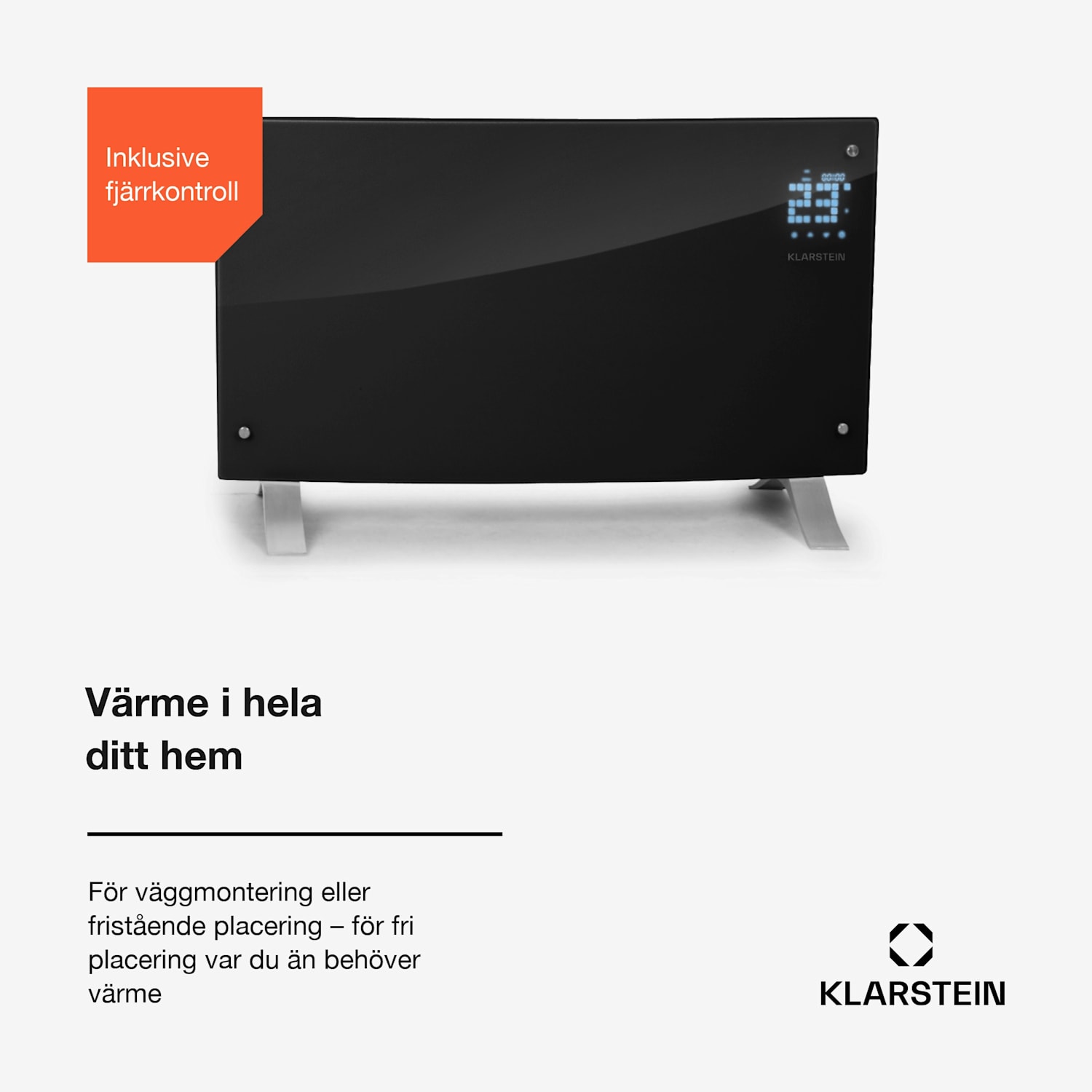 Bornholm Curved Ambient konvektorelement 1000/2000 W Nej | Svart | Ja
