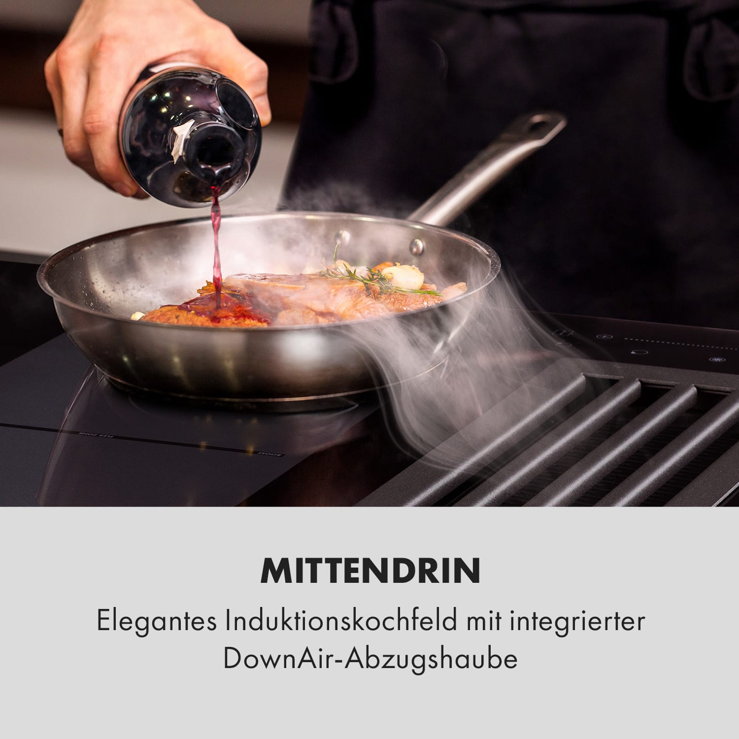 Full House Down Air System Induktionsherd + Dunstabzugshaube schwarz 