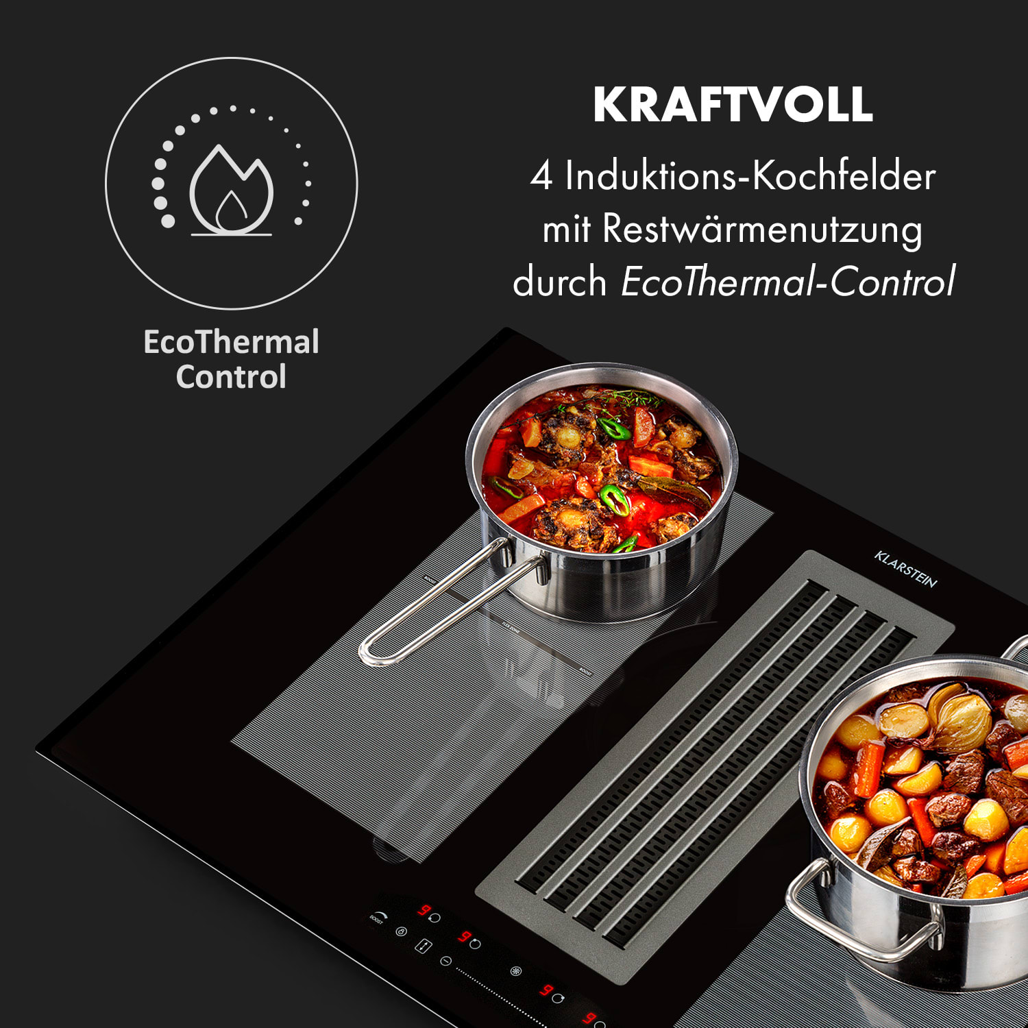 Full House Down Air System Induktionsherd + Dunstabzugshaube schwarz 