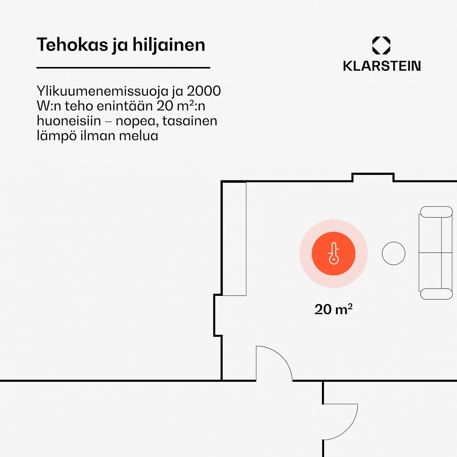 Bornholm Curved Ambient -konvektorilämmitin 1000/2000 W Ei | Valkoinen | Kyllä