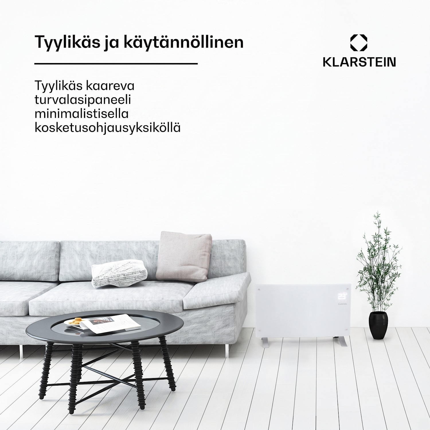 Bornholm Curved Ambient -konvektorilämmitin 1000/2000 W Ei | Valkoinen | Kyllä