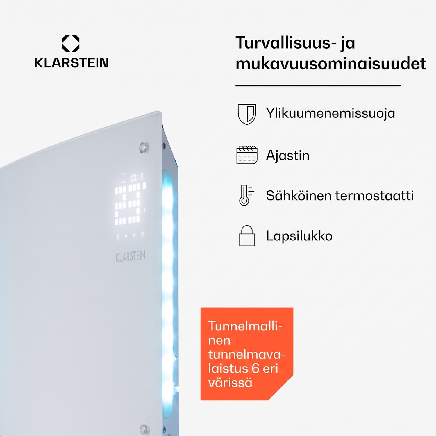 Bornholm Curved Ambient -konvektorilämmitin 1000/2000 W Ei | Valkoinen | Kyllä