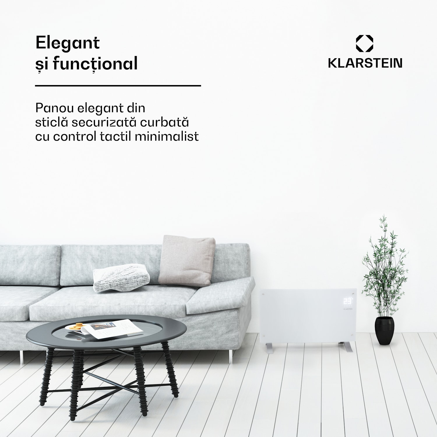 Bornholm Curved Ambient, încălzitor cu convecție, 1000/2000 W, alb 