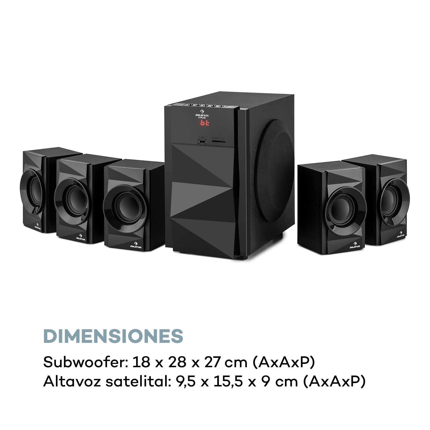 Z-Plus 5.1 Sistema de altavoces 70 W RMS Subwoofer OneSide Bluetooth USB SD 