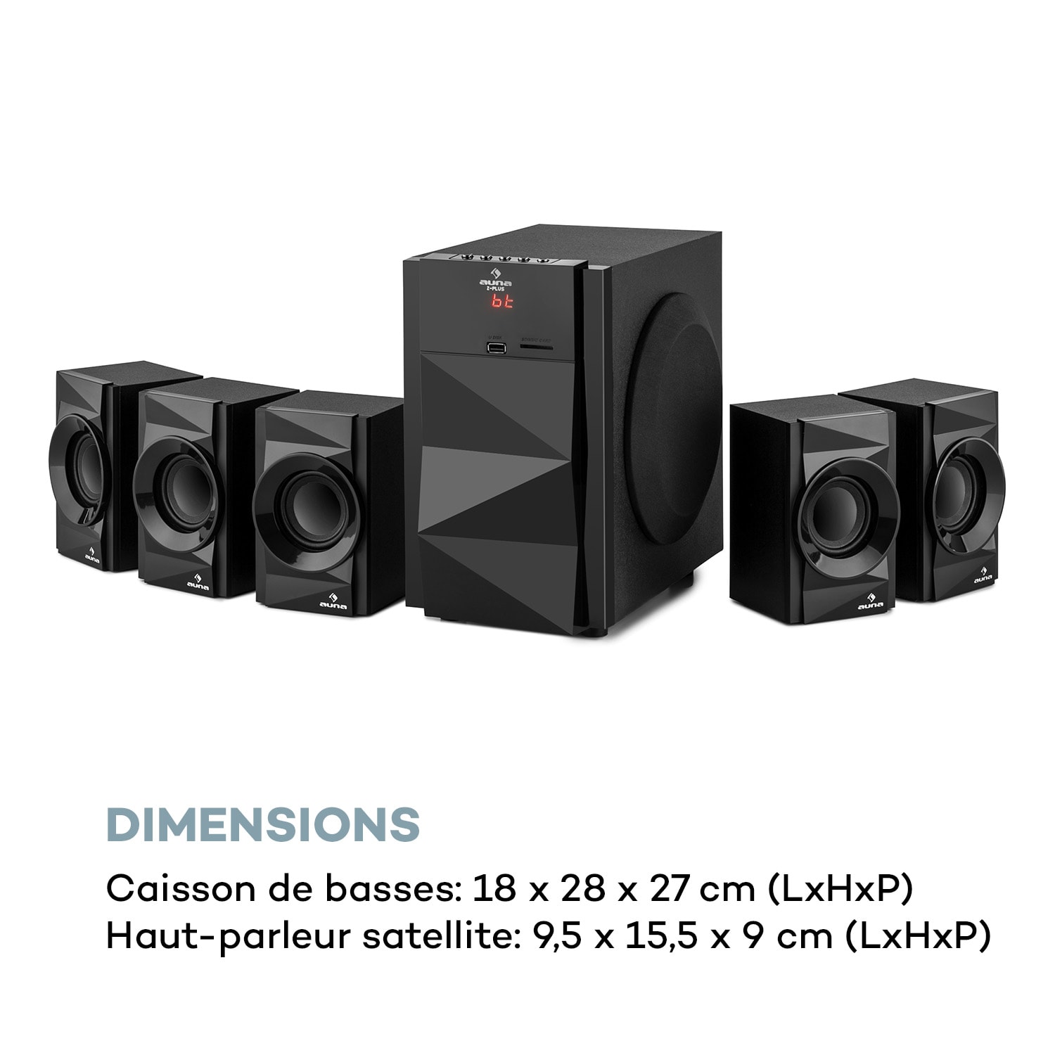 Z-Plus 5.1 luidsprekersysteem 70W RMS OneSide subwoofer BT USB SD 
