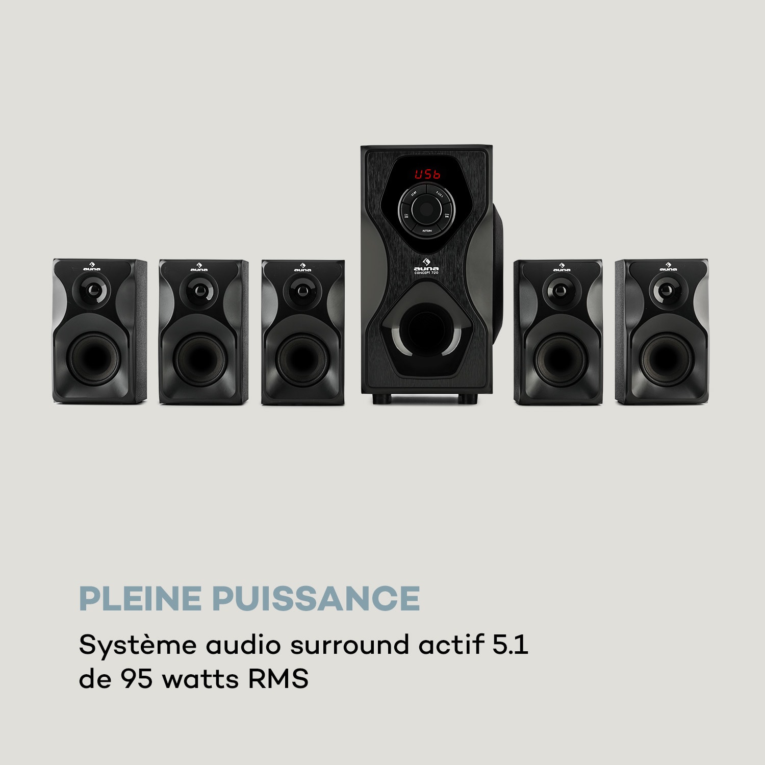 aauna Concept 720 5.1 luidsprekersysteem 95 W RMS OneSide subwoofer BT USB SD 