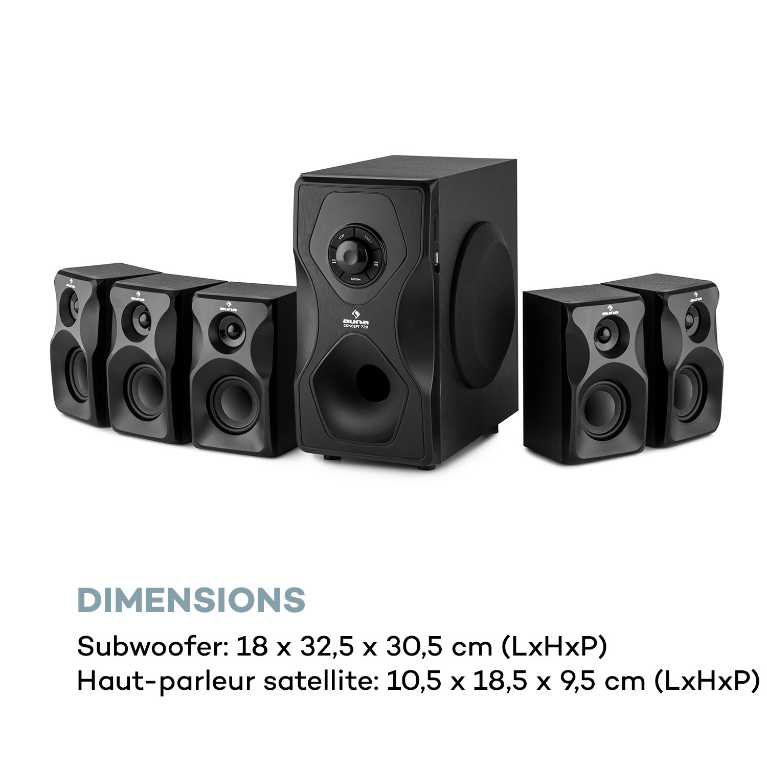aauna Concept 720 5.1 luidsprekersysteem 95 W RMS OneSide subwoofer BT USB SD 