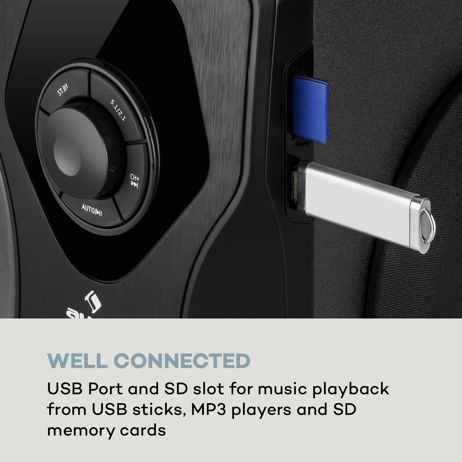 Concept 720, 5.1 reproduktorový systém, 95 W, OneSide subwoofer, BT, USB, SD