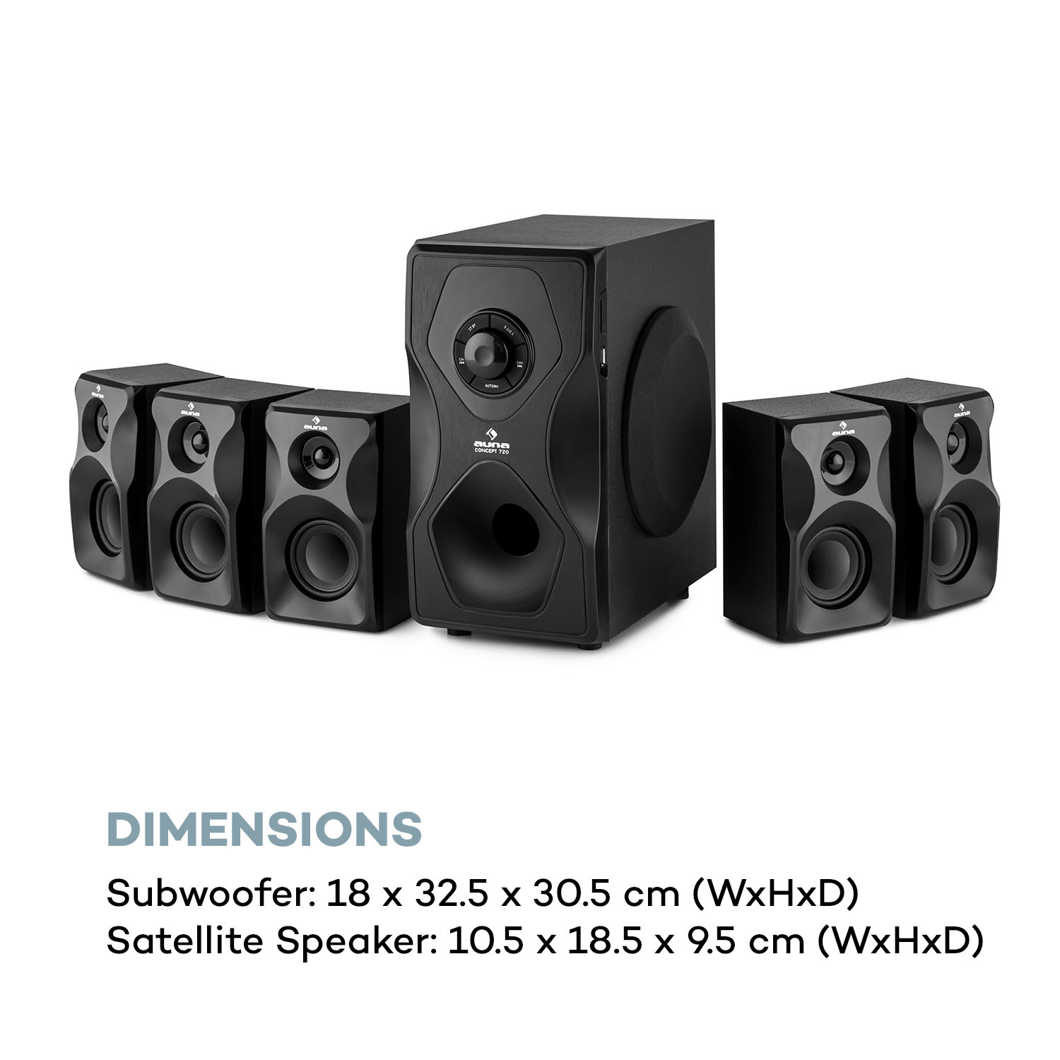 Concept 720, 5.1 reproduktorový systém, 95 W, OneSide subwoofer, BT, USB, SD