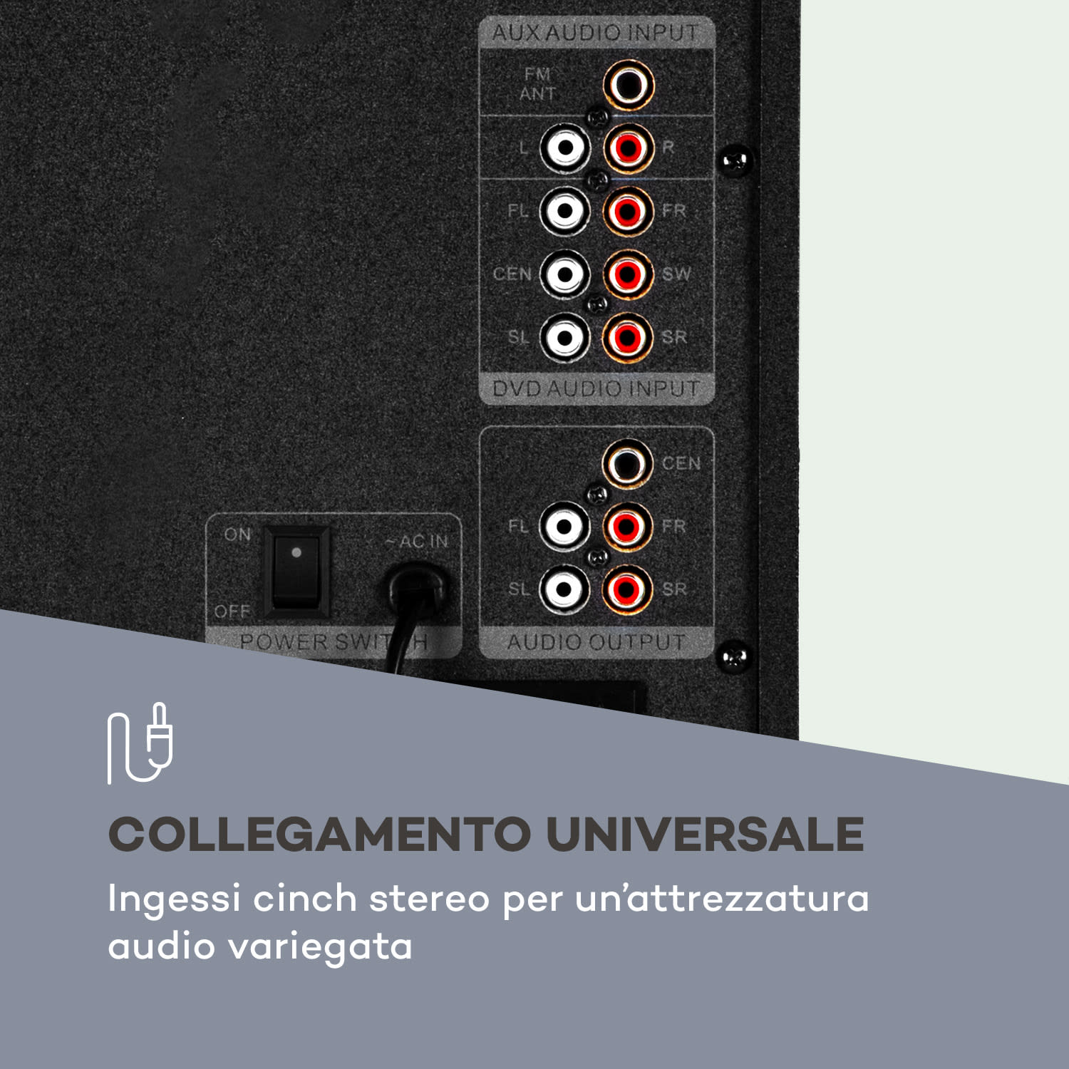 Areal Touch 5.1 Sistema di Casse 200 W max. OneSide Subwoofer BT USB SD 