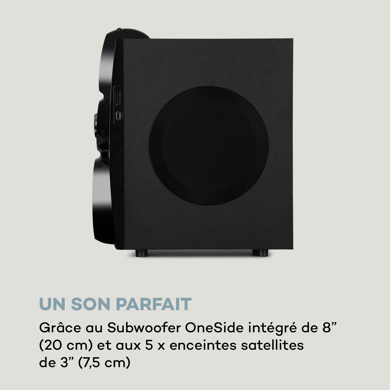 X-Gaming 5.1 surround audiosysteem 380W max. OneSide subwoofer BT USB SD 