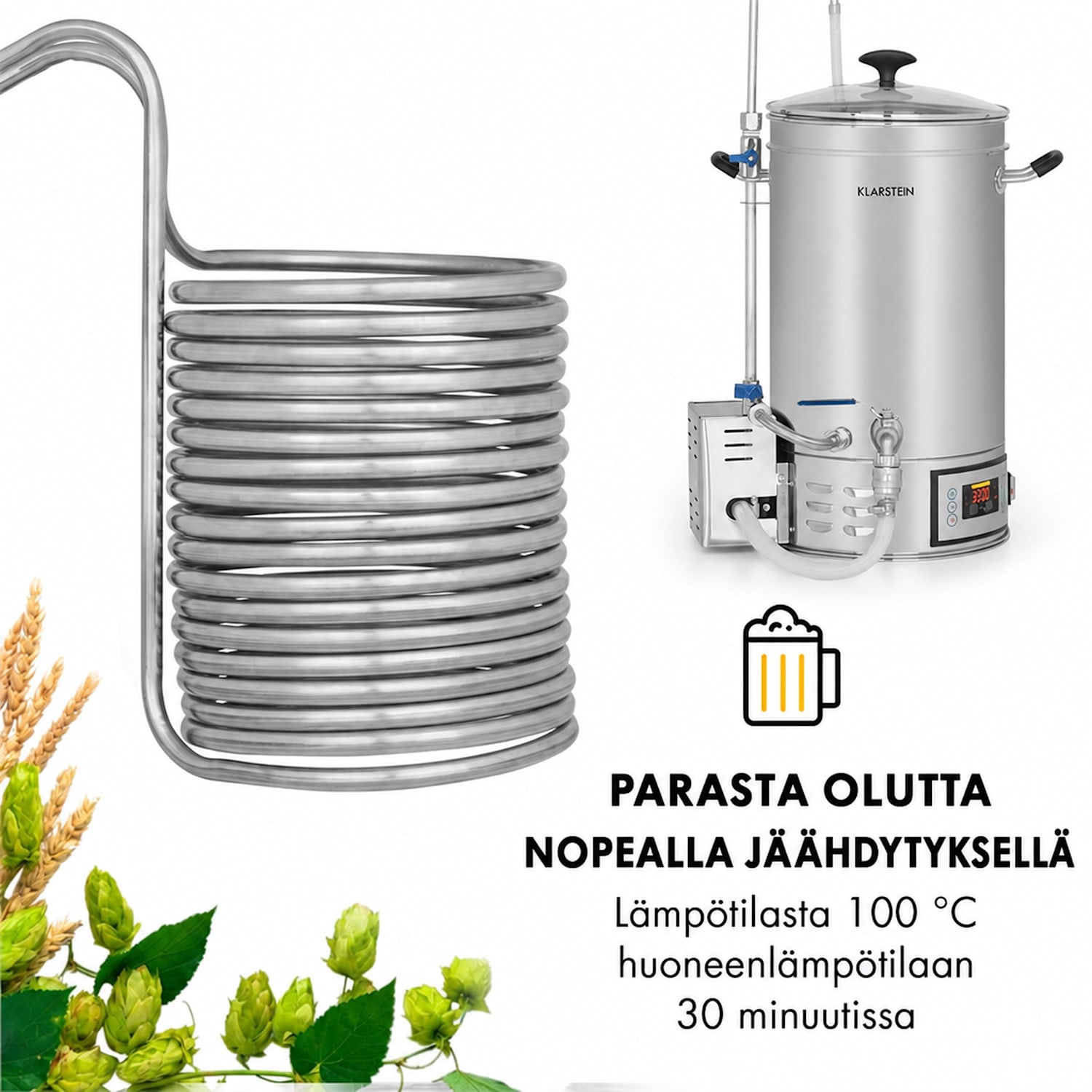 Chiller 12 uppojäähdytin Ø 21,5 cm18 lenkkiä ruostumaton 304-teräs 18 jäähdytyssilmukkaa