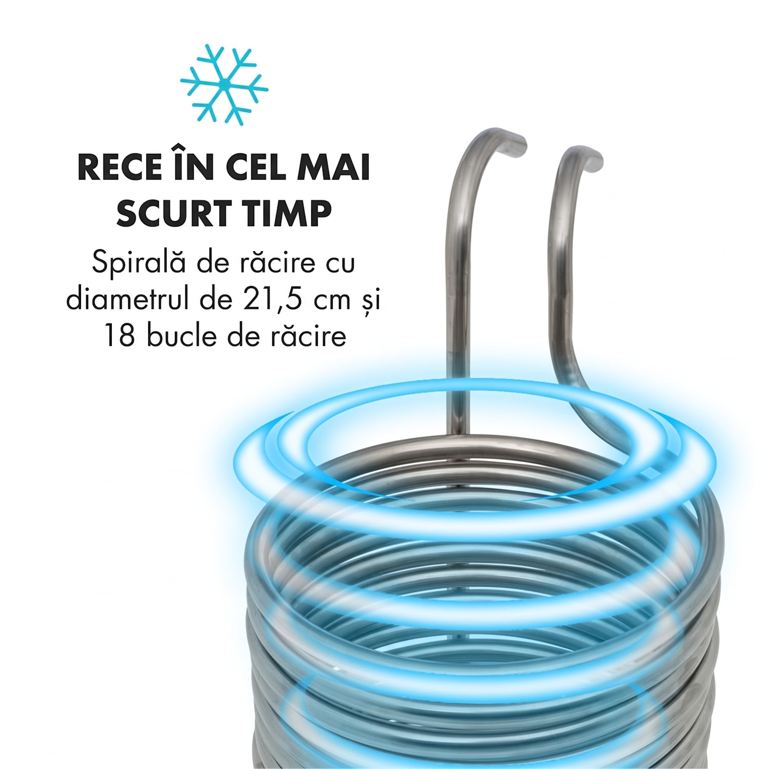Chiller 12, răcitor de imersie, Ø 21.5 cm, 18 bucle, 304 oțel inoxidabil 18 bobine de răcire