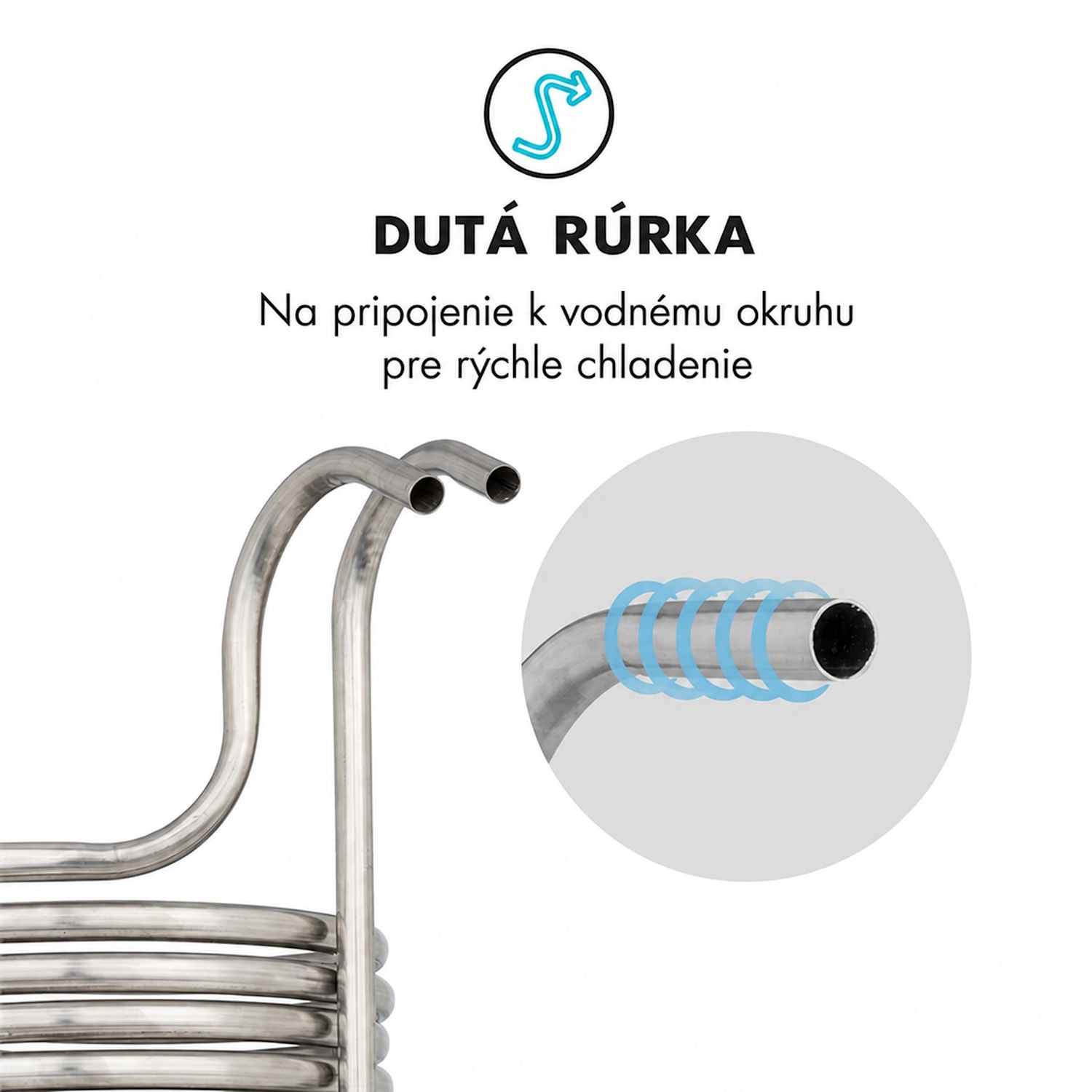 Chiller 12, ponorný chladič, sladový chladič, Ø 21,5 cm, 18 závitov, nehrdzavejúca oceľ 18 chladiacich závitov