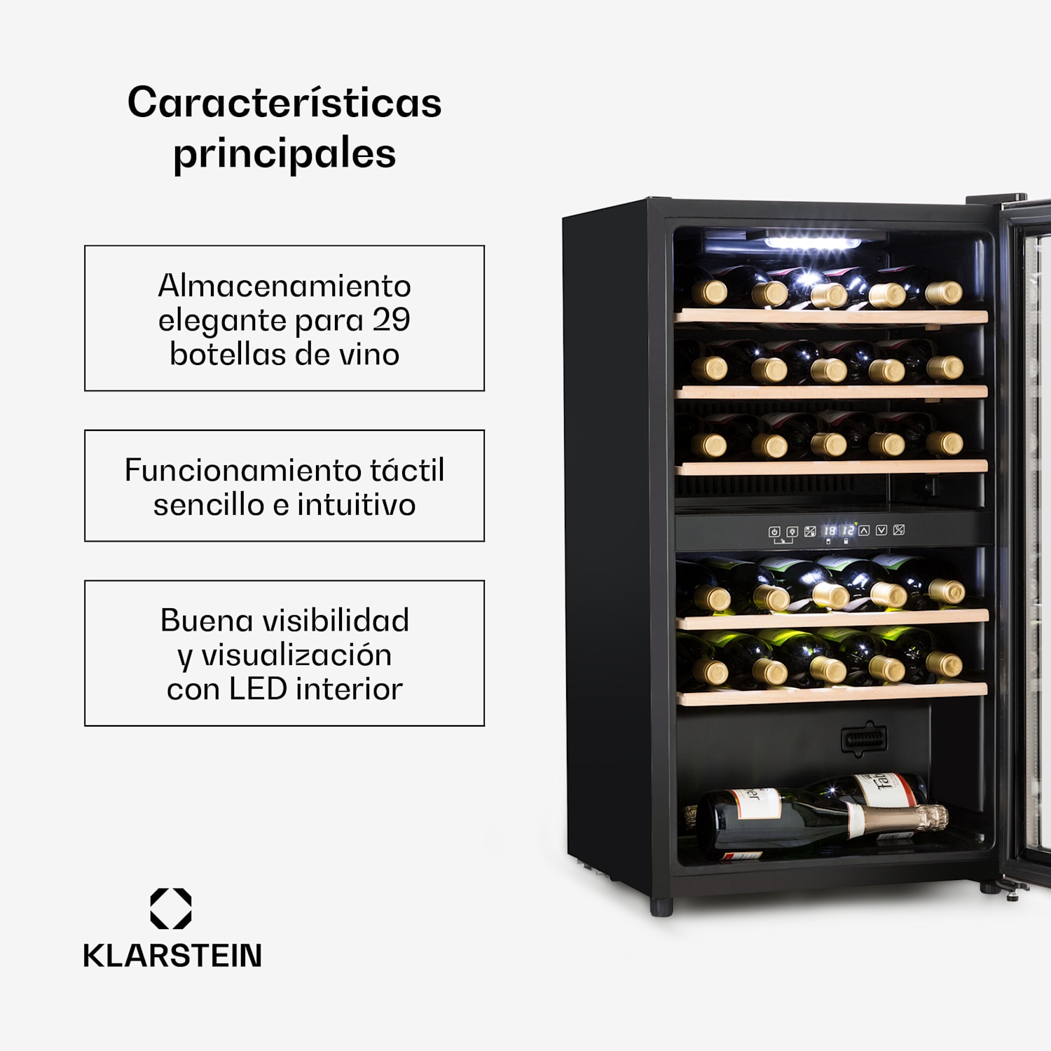 Vinamour 29 Duo nevera para vinos 2 zonas 80L/29 botellas 5-22°C  Touch 