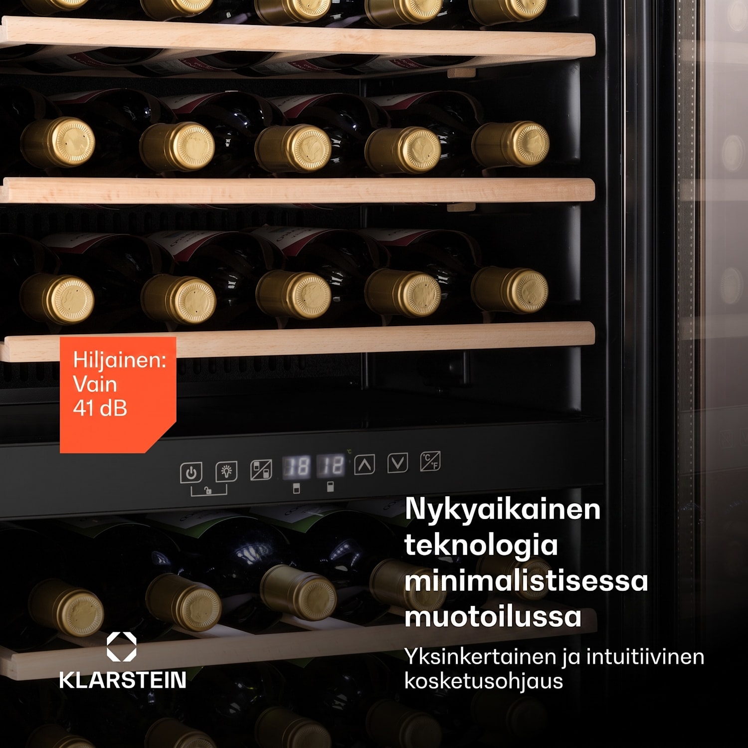 Vinamour 29 Duo viinikaappi 2 aluetta 80 l/29 pulloa 5-22°C  kosketus 29 pulloa | 2 jäähdytysalue | Ruostumaton Teräs