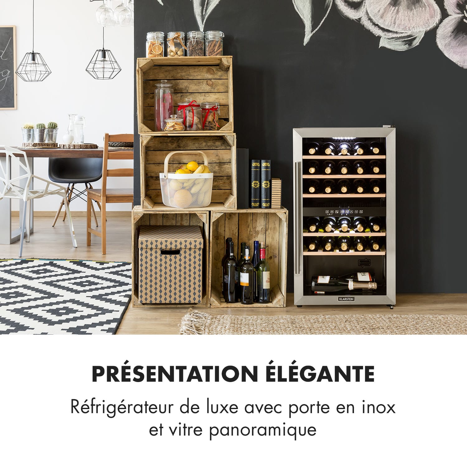 Vinamour 29 Duo wijnkoelkast 2 zones 80L/29 flessen 5-22°C  touch 29 flessen | 2 koelzones | Roestvrij Staal