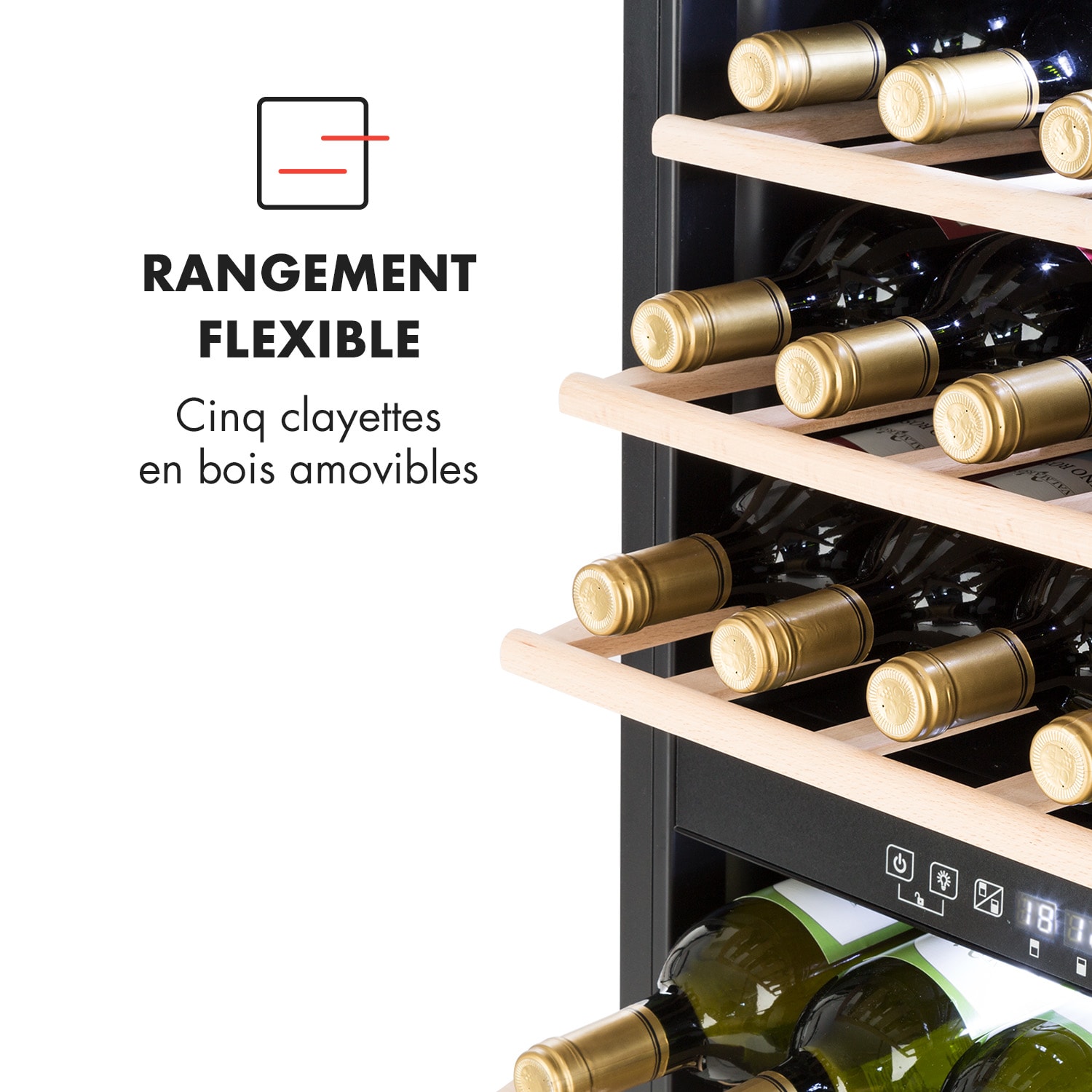 Vinamour 29 Duo wijnkoelkast 2 zones 80L/29 flessen 5-22°C  touch 29 flessen | 2 koelzones | Roestvrij Staal