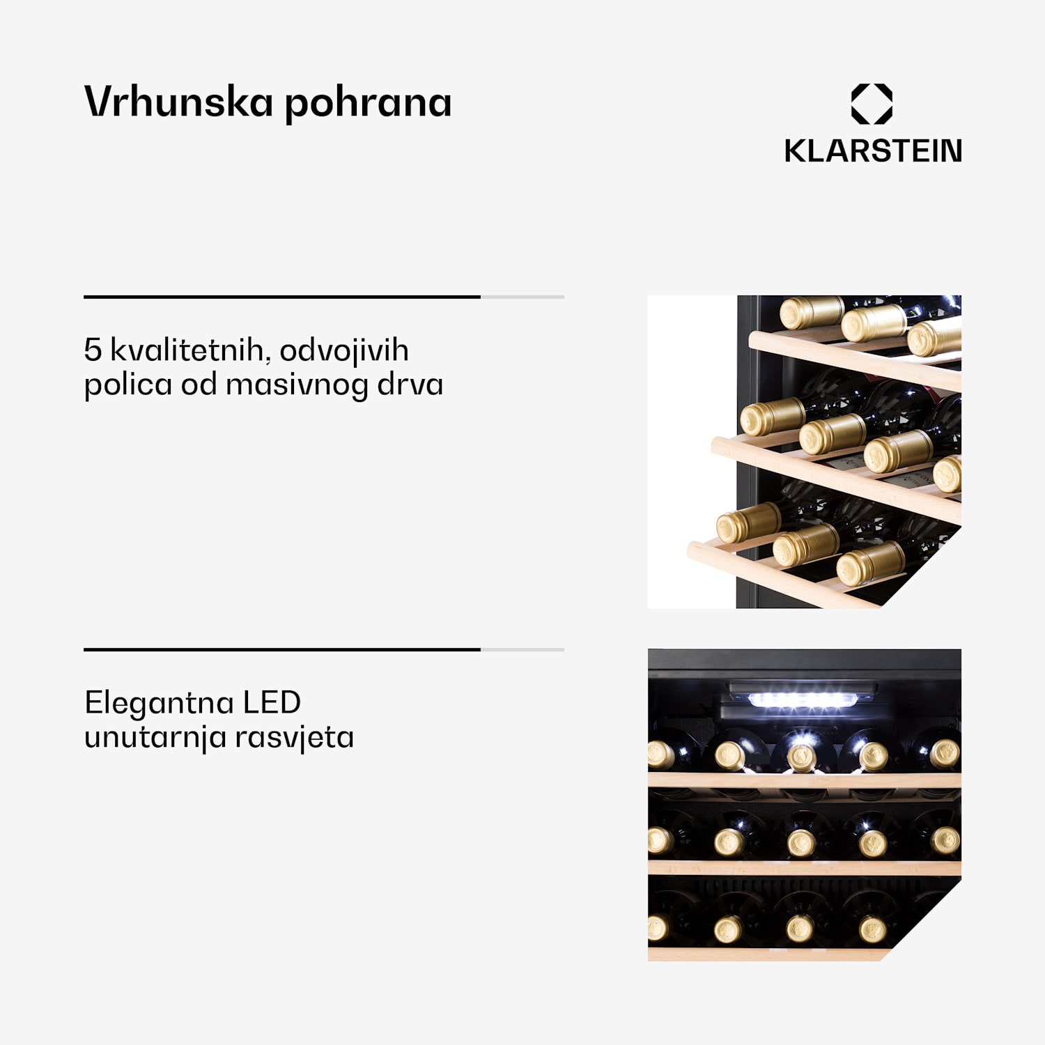 Vinamour 29D, vinoteka, 2 zone, 80 l, 29 boca, 5 - 22 ° C, zaslon osjetljiv na dodir 29_bottles | 2 | Nehrđajući čelik