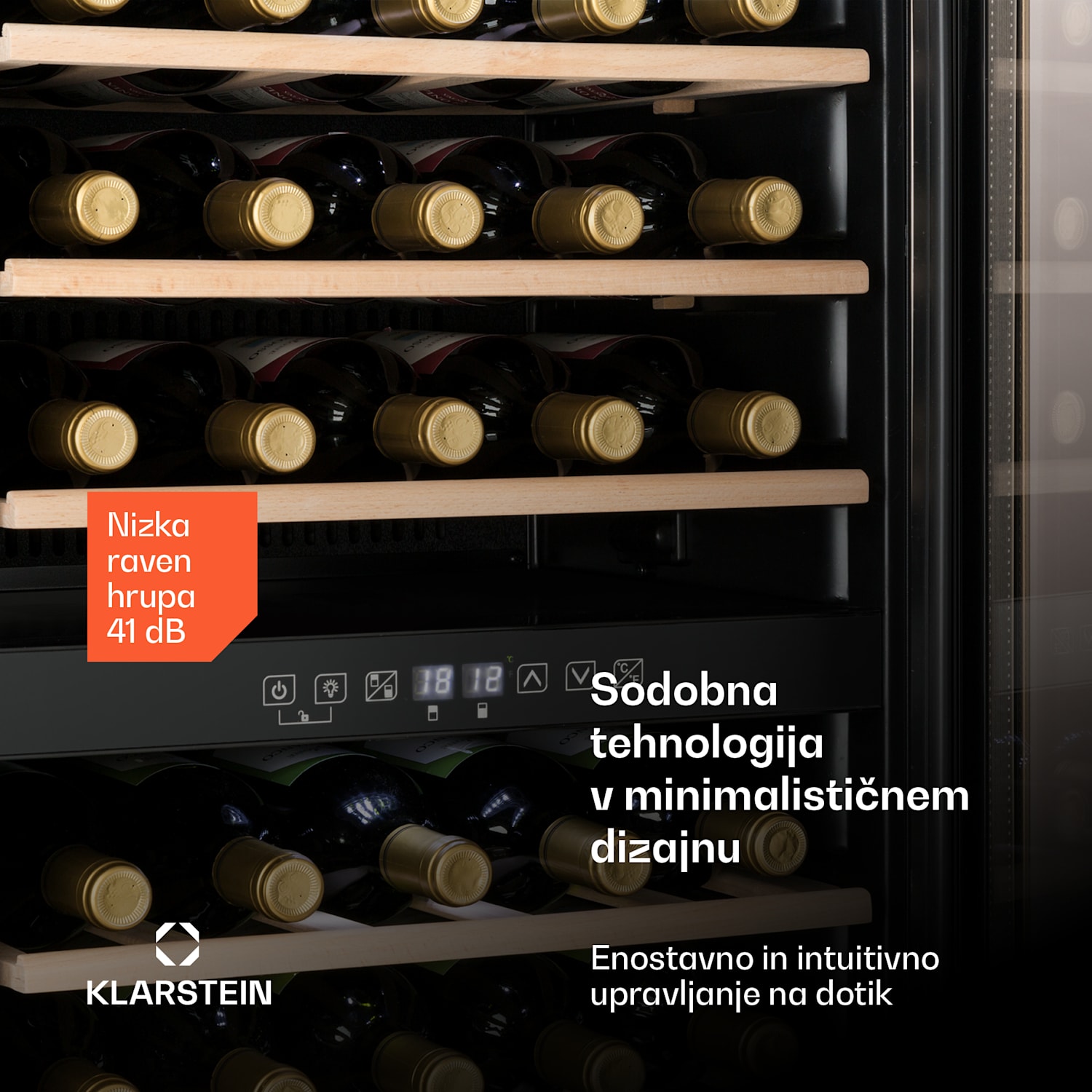 Vinamour 29D, vinska omara, 2 coni, 80 l, 29 steklenic, 5-22 °C, upravljanje na dotik 