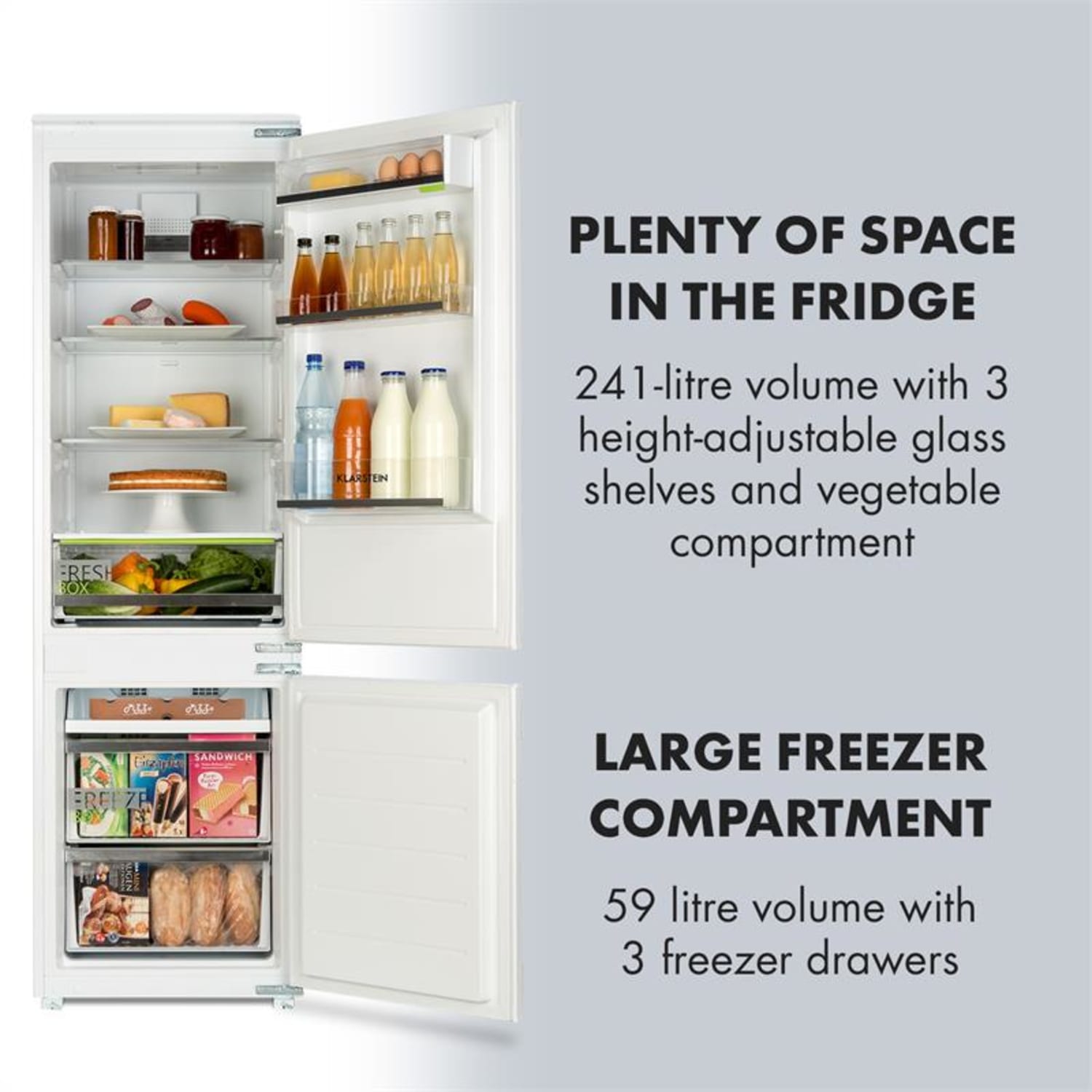 CoolZone inbouw koelvriescombinatie 241l liter A+ 41 dB wit 