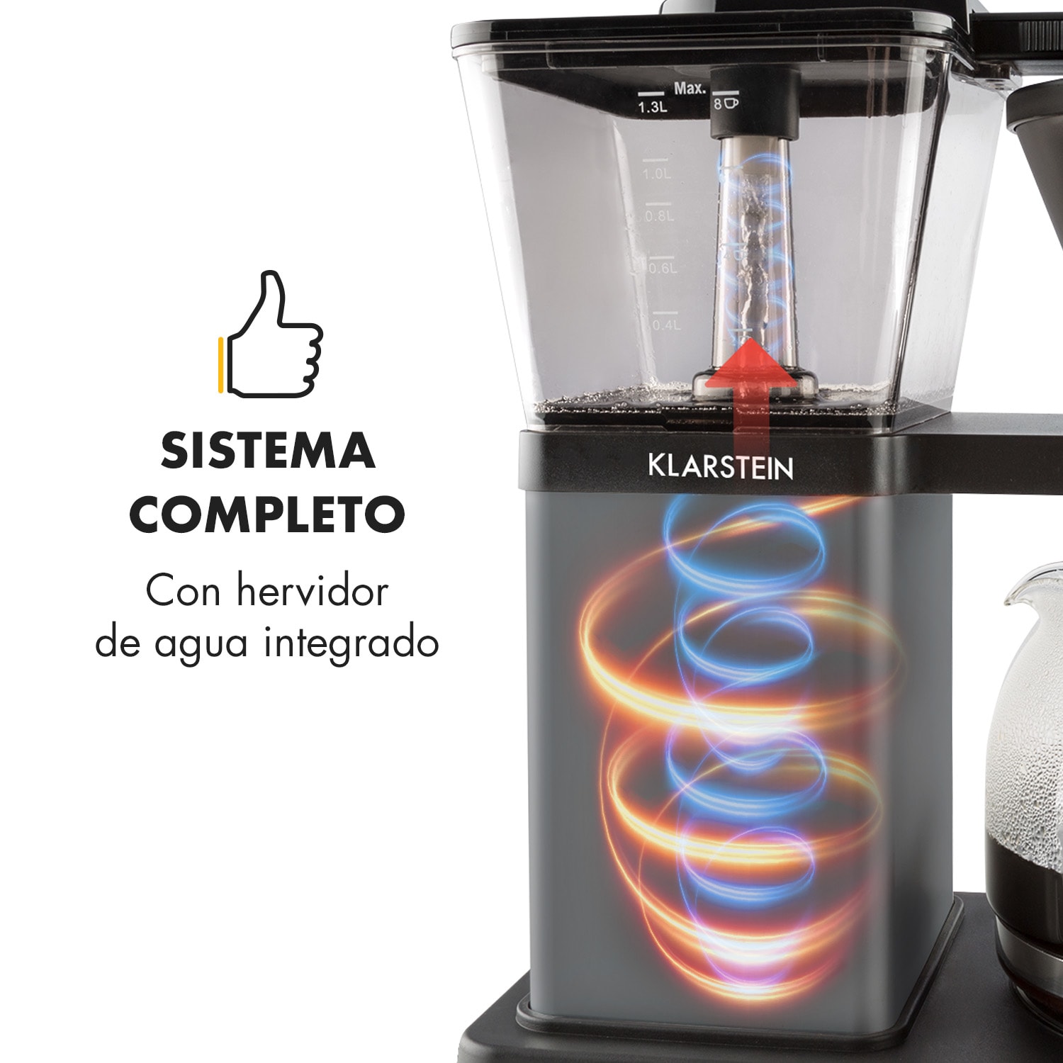 GrandeGusto Cafetera 1690W 1,3l Pre-infusion 96°C Negro Negro