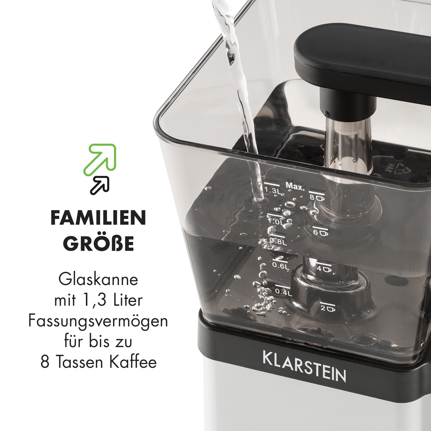 GrandeGusto Kaffeemaschine 1690W 1,3l Pre-Infusion 96°C Metallic