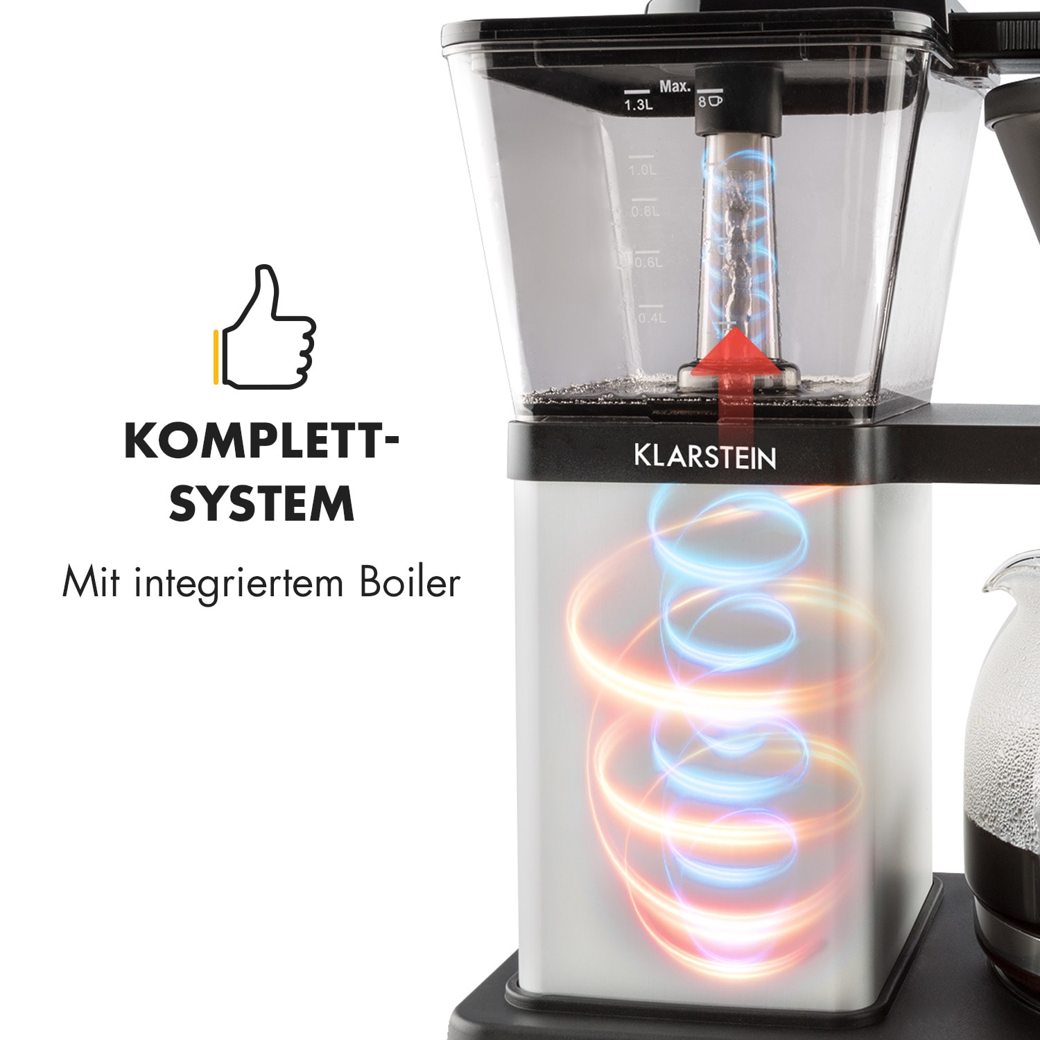 GrandeGusto Kaffeemaschine 1690W 1,3l Pre-Infusion 96°C Metallic