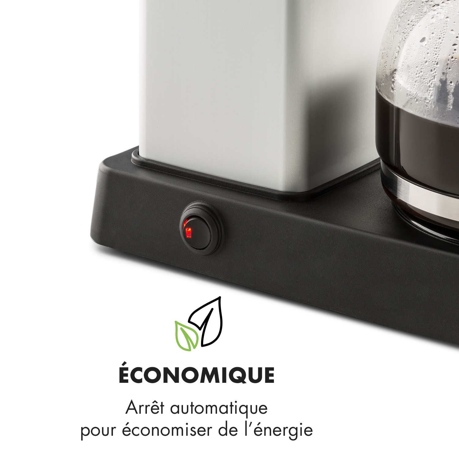 GrandeGusto Cafetière électrique 1,3L pré-infusion 1690W - noir & méta Métallique