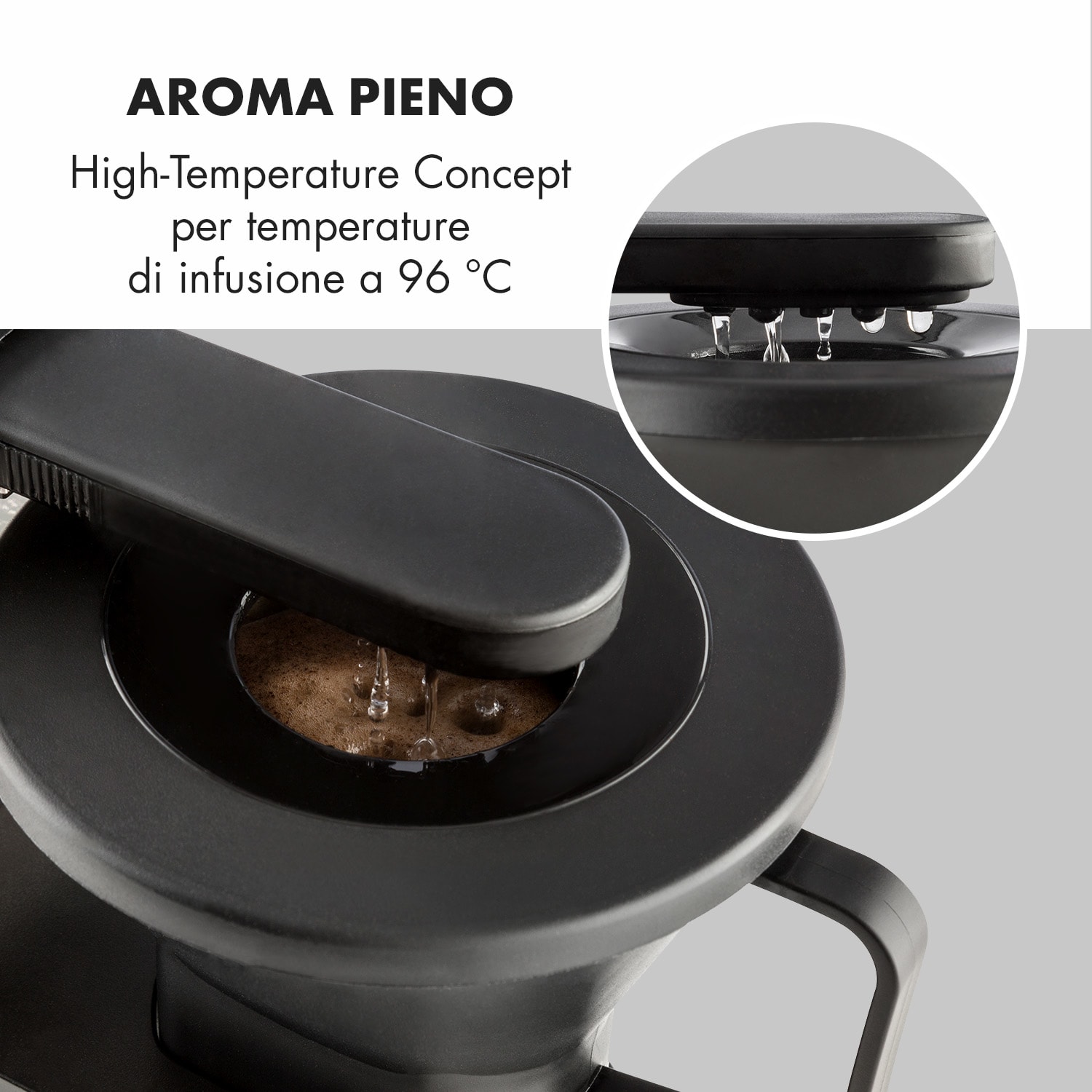 GrandeGusto Macchina del Caffè 1690W Pre-Infusion 96°C nero/metallizzato Metallico