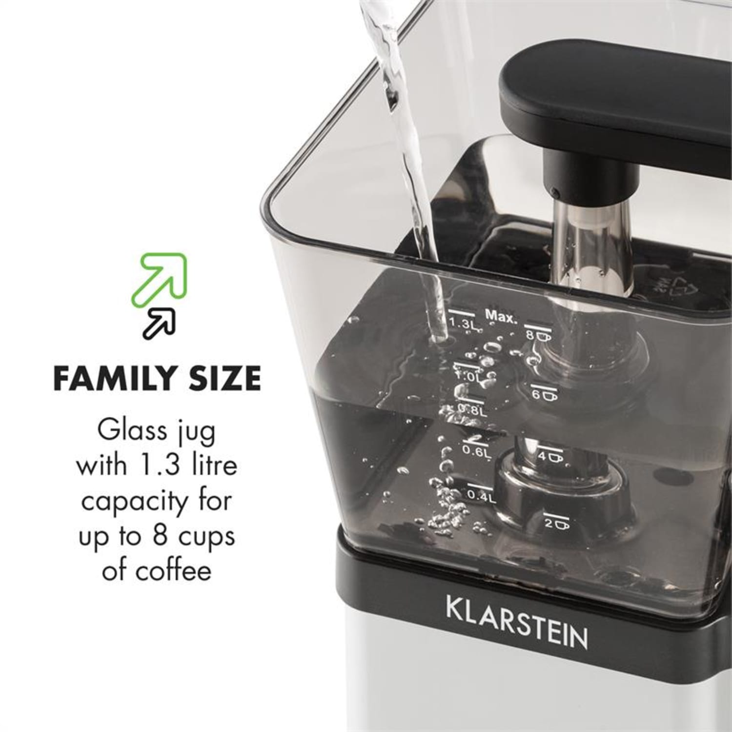 GrandeGusto, kávéfőző, 1690 W, 1.3 l, pre-infusion, 96 °C, fekete/fémes Metál
