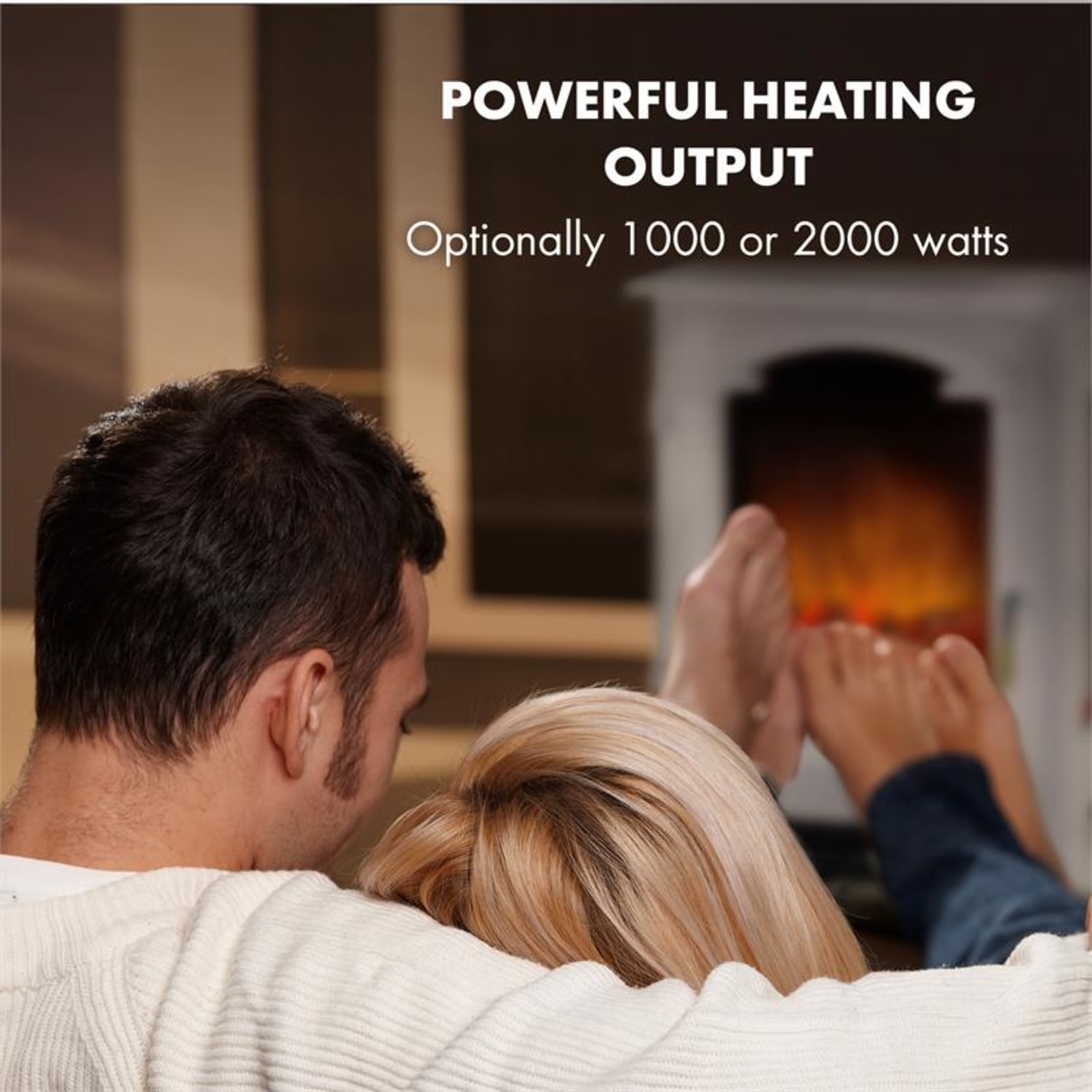 Graz, електрическа камина, 1000/2000 W, термостат, PanoramaView, бяла 