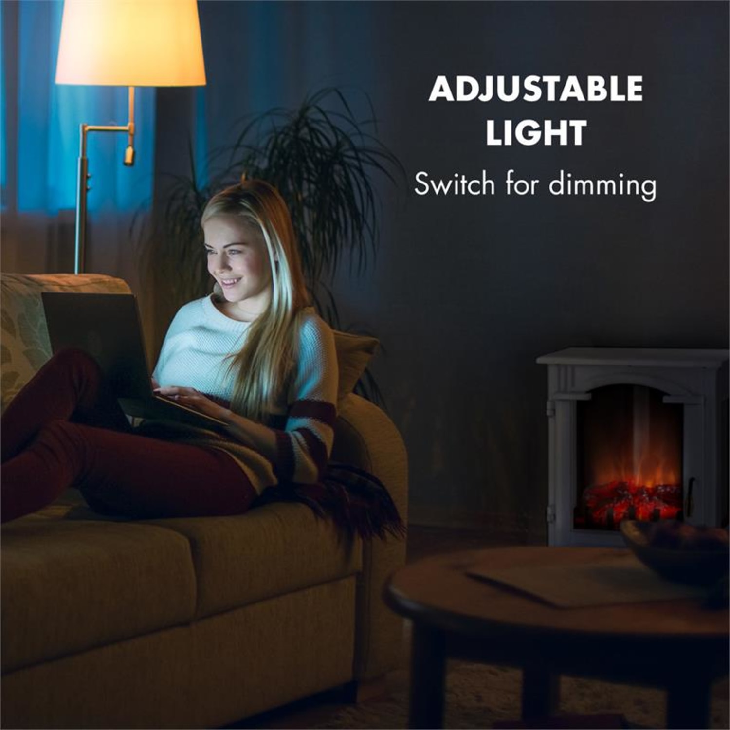 Graz, електрическа камина, 1000/2000 W, термостат, PanoramaView, бяла 