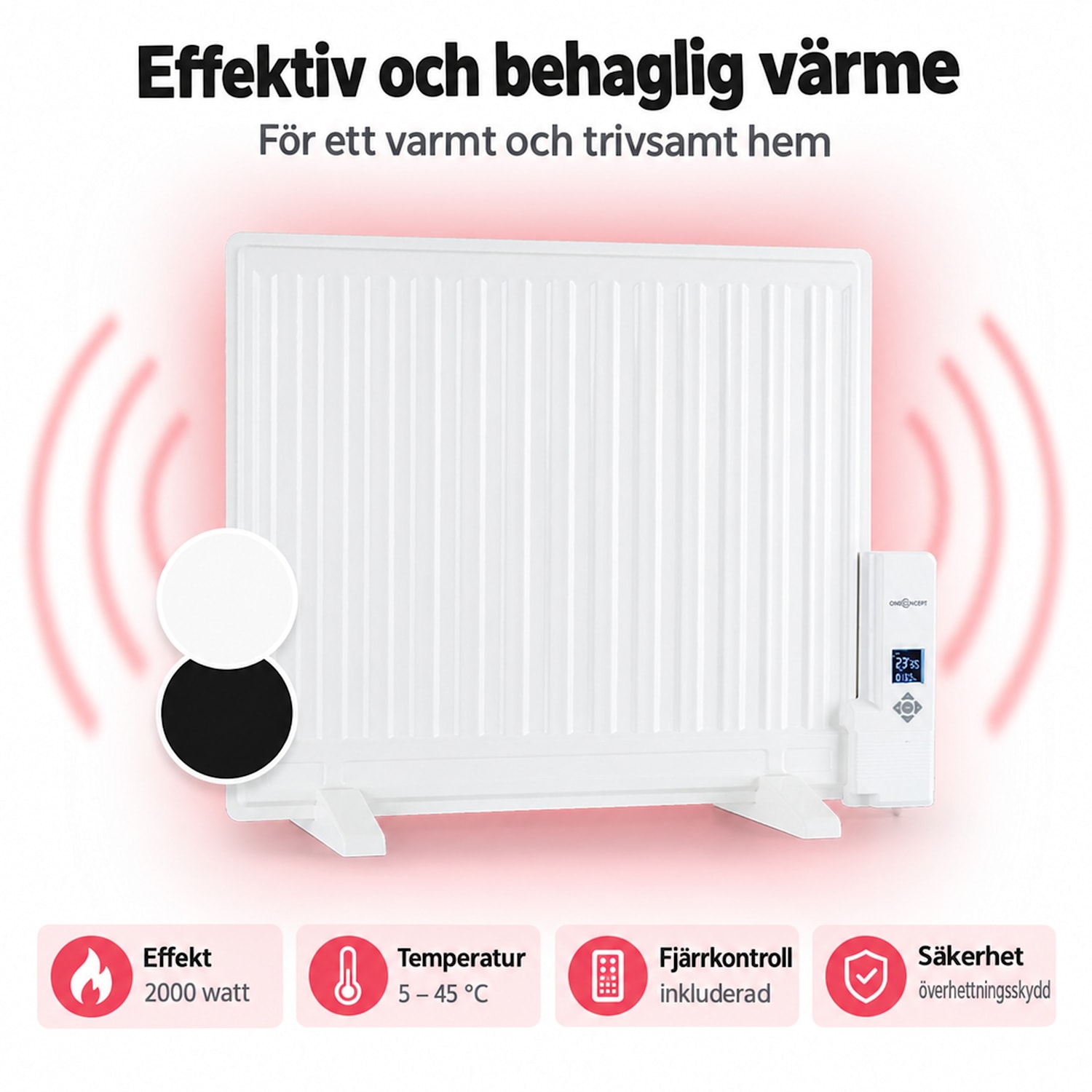 Wallander oljefyllt element 600 W LED-display veckotimer vit 600 W | Vit