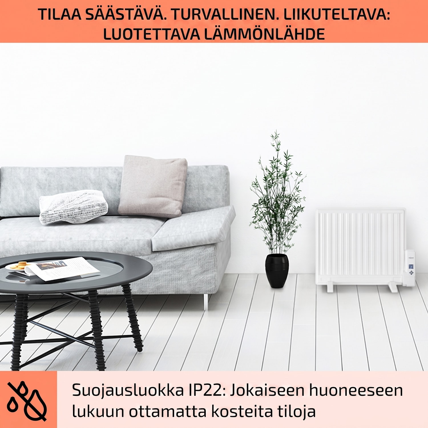 Wallander öljylämmitin 600 W termostaatti erittäin litteä musta 600 W | Musta
