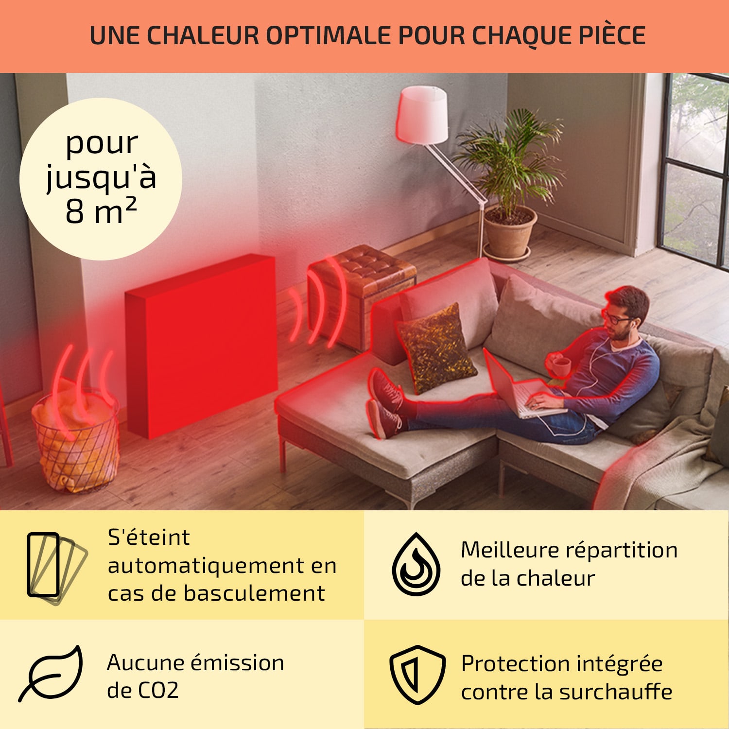 Wallander Radiateur à bain d'huile ultra plat 600W thermostat - noir 600 W | Noir