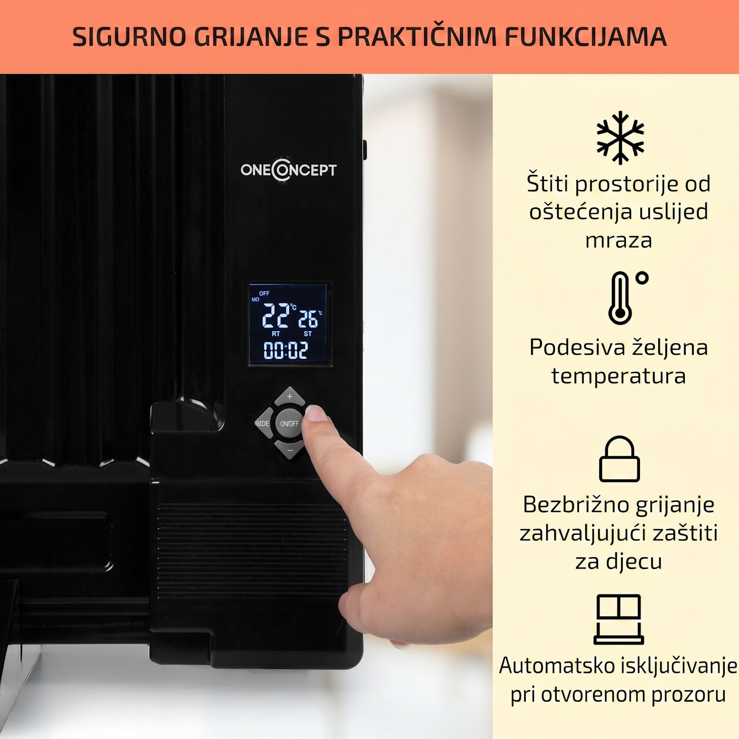 Wallander, uljni radijator, 600 W, termostat, uljno zagrijavanje, ultra tanki dizajn, crni 600 W | Crna
