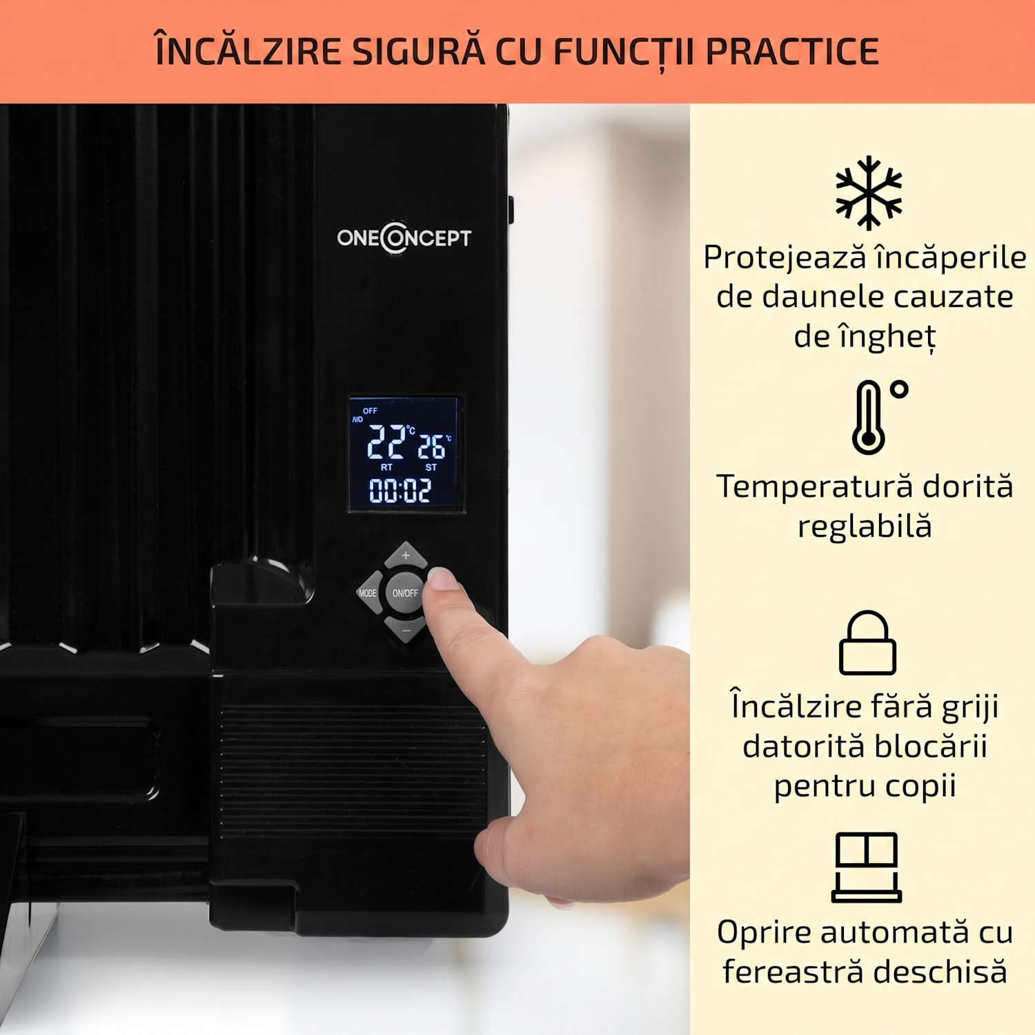Wallander, radiator pe ulei, 600 W, termostat, încălzitor de ulei, ultra-plat, negru 600 W | Negru