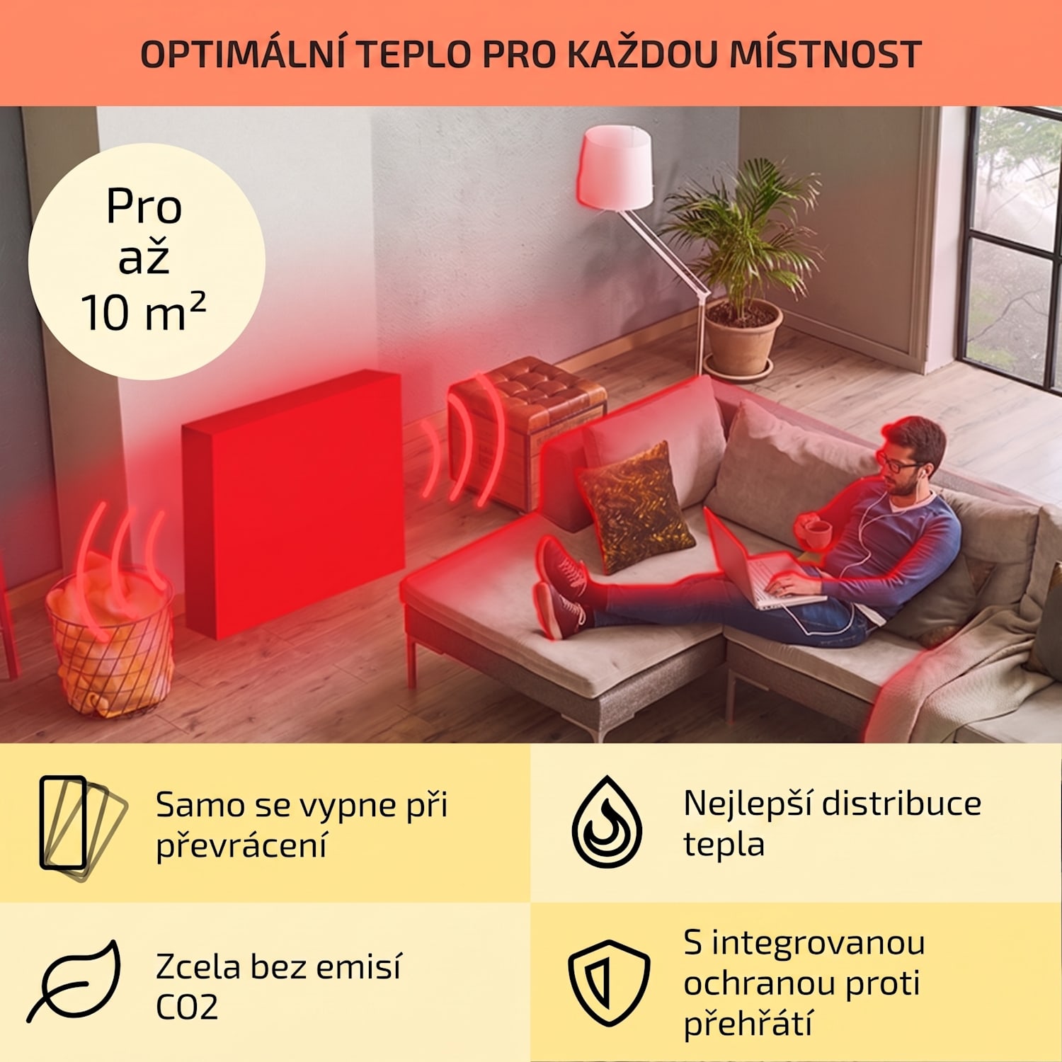 Wallander, olejový radiátor, 800 W, termostat, olejové vyhřívání, plochý design, bílý 800 W | Bílá