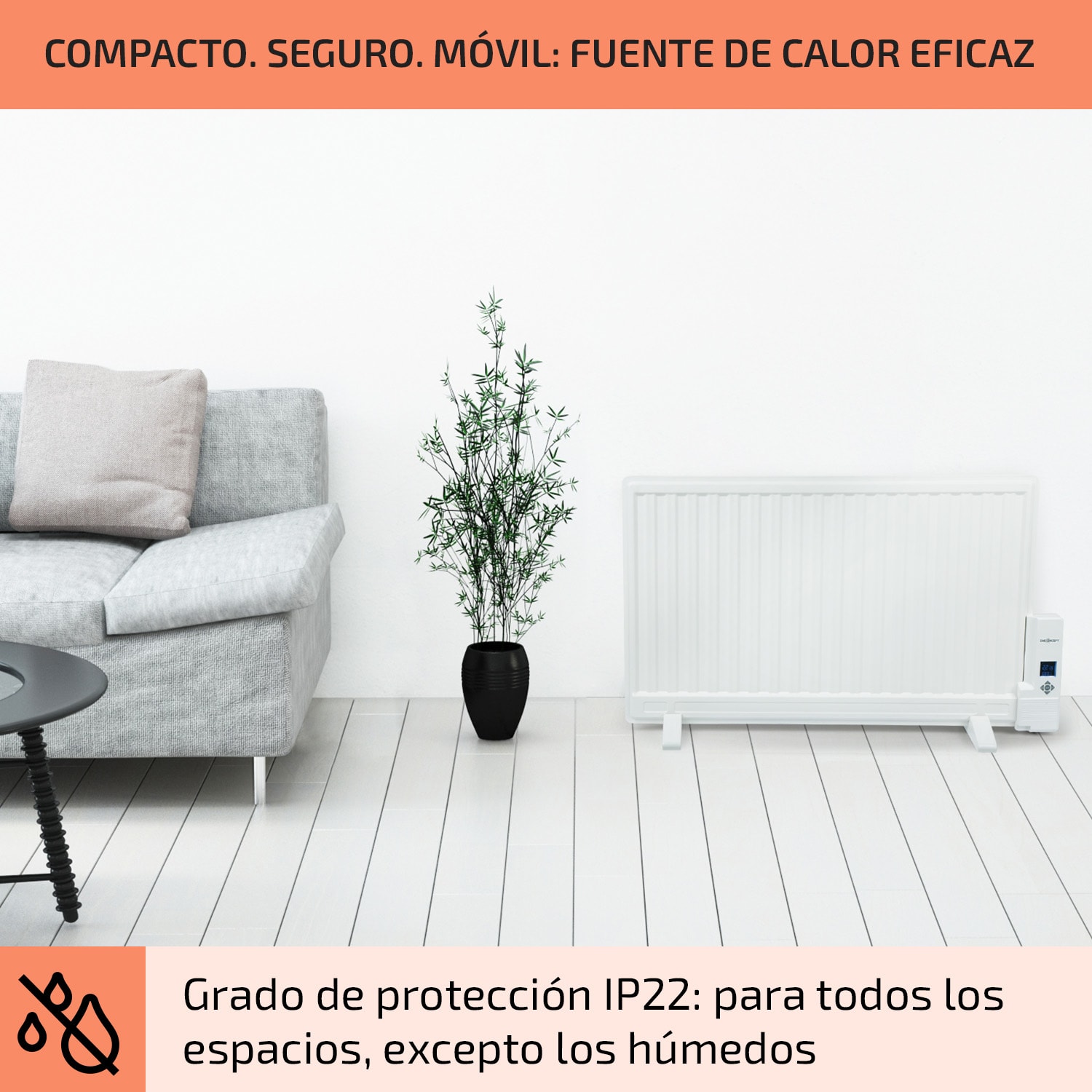 Wallander Radiador de aceite 800 W Termostato Calefacción de aceite Ultraplana Blanco 800 W | Blanco