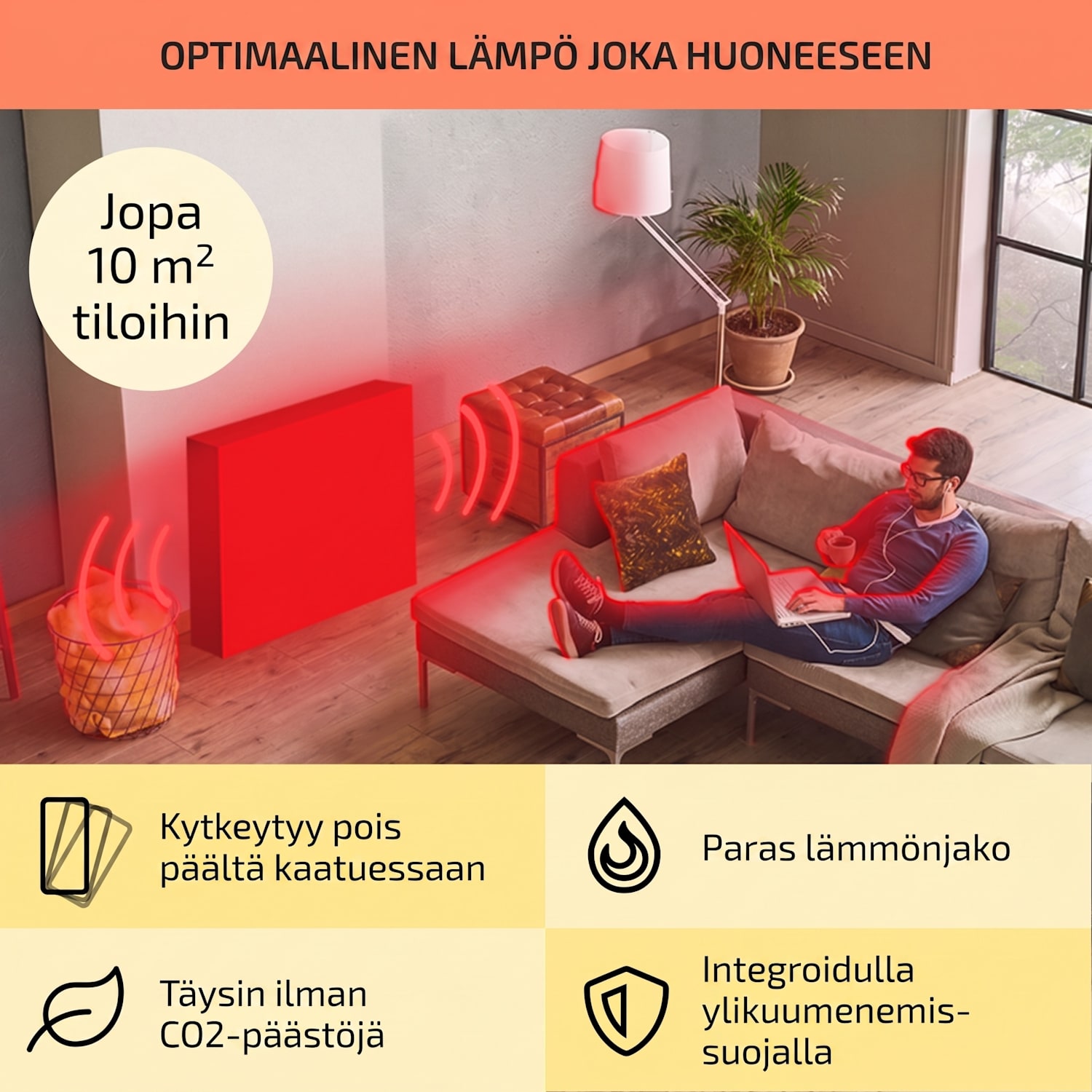 Wallander öljylämmitin 800 W termostaatti erittäin litteä valkoinen 800 W | Valkoinen