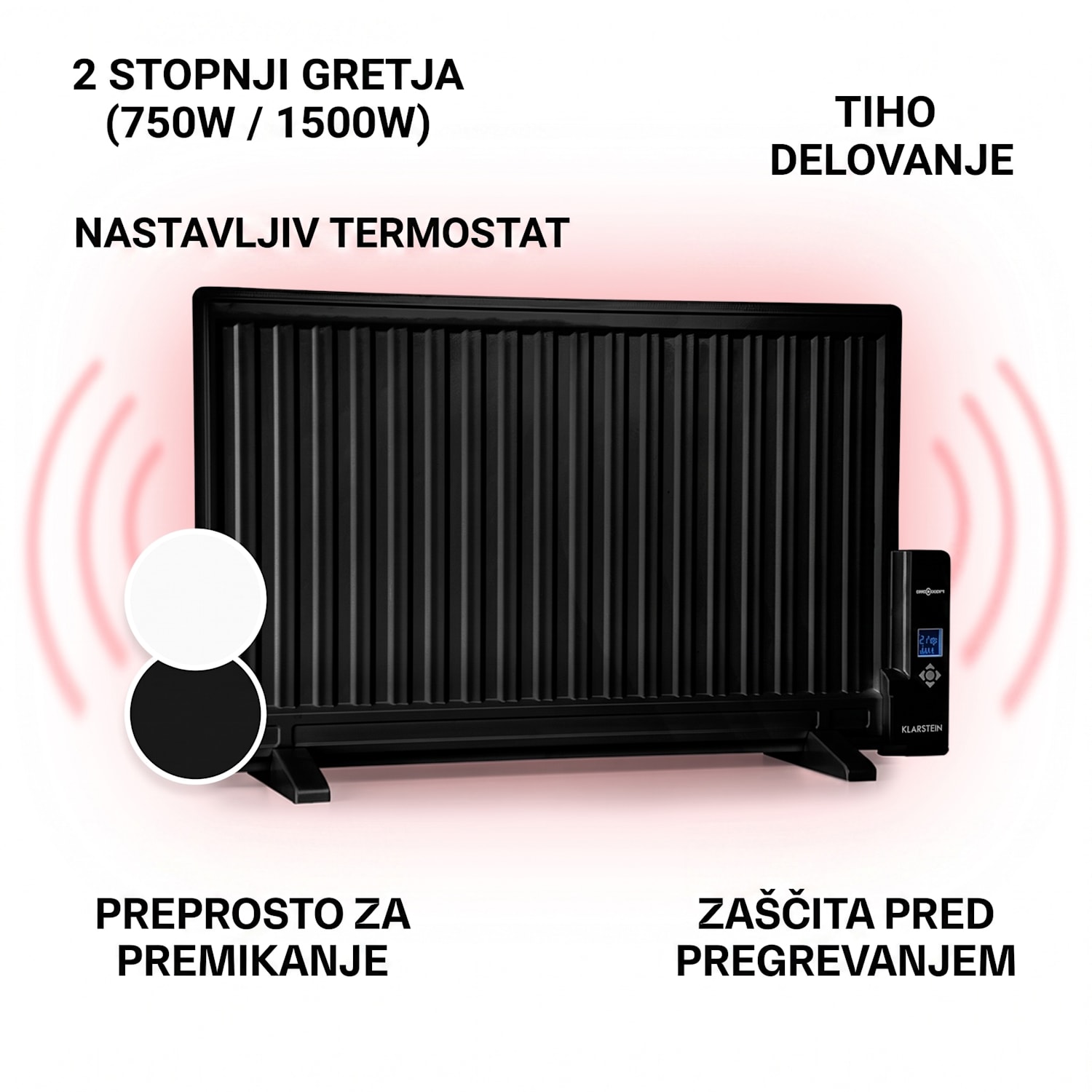 Wallander, oljni radiator, 800 W, termostat, ogrevanje na olje, ploska izvedba, črna 800 W | Črna